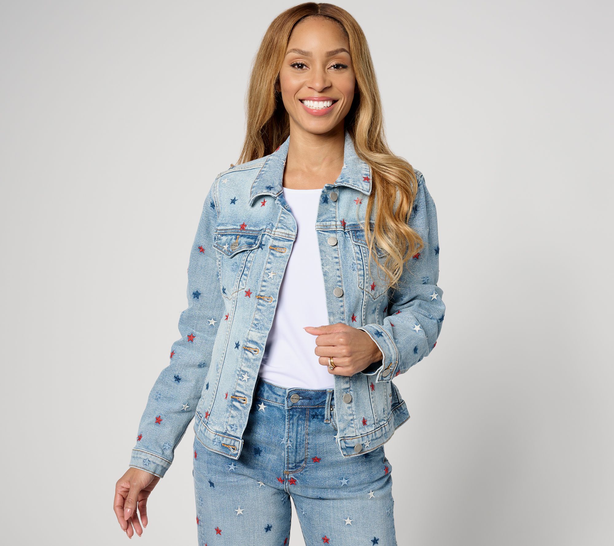 "As Is" Driftwood Jeans Classic Embroidered Denim Jacket