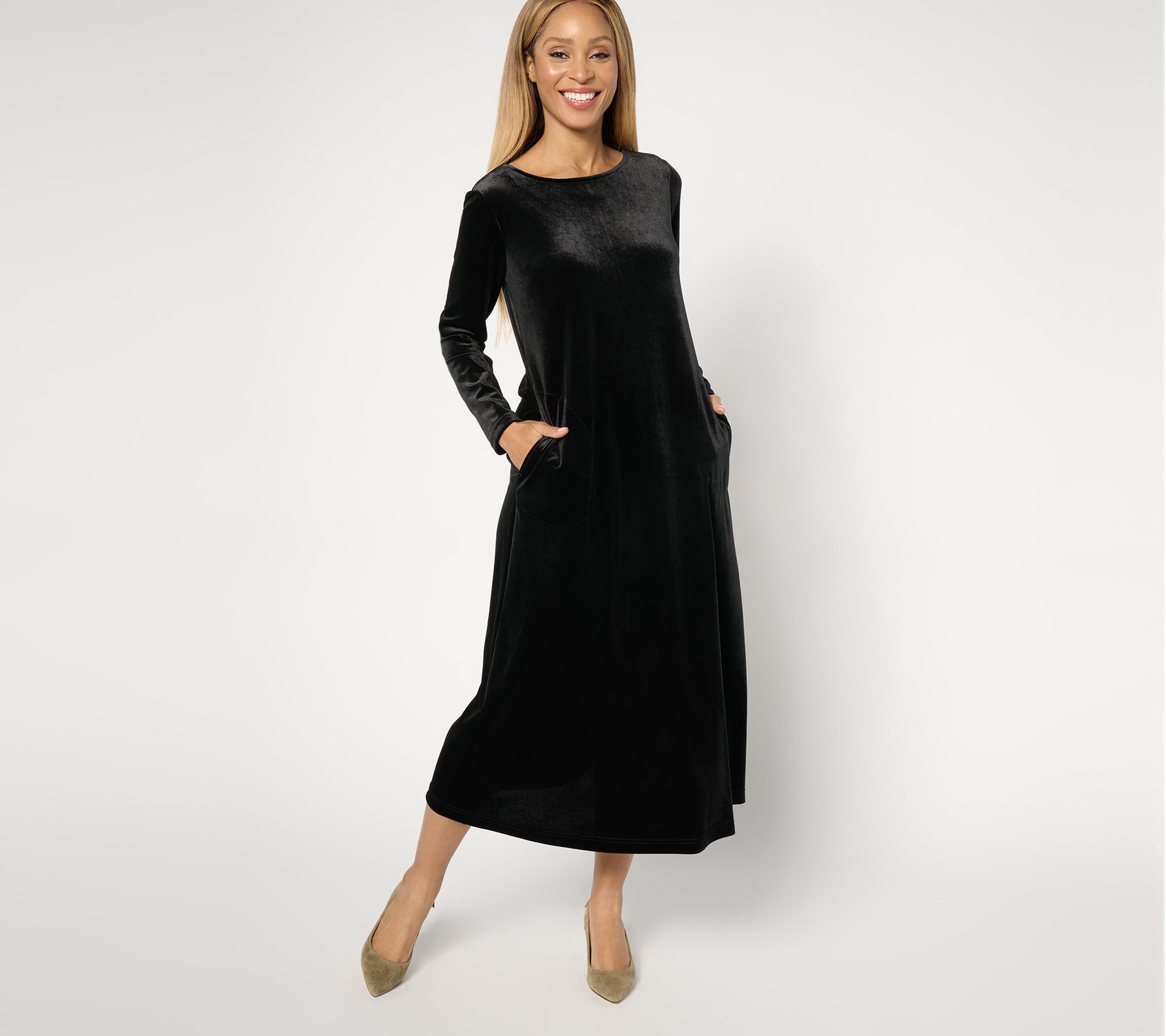 "As Is" Belle by Kim Gravel Petite Bellevet Long Sleeve Maxi Dress