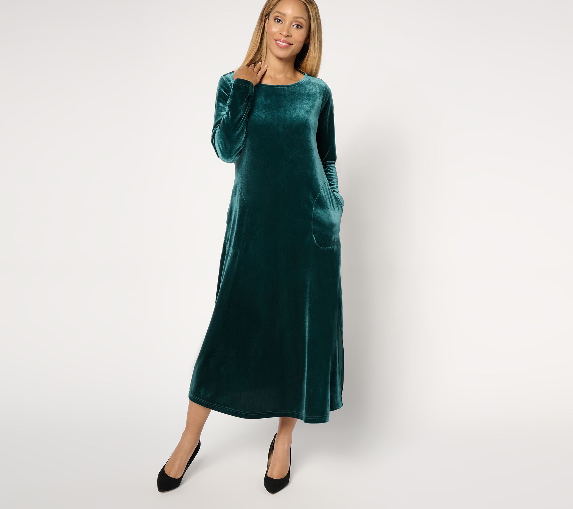 "As Is" Belle by Kim Gravel Petite Bellevet Long Sleeve Maxi Dress