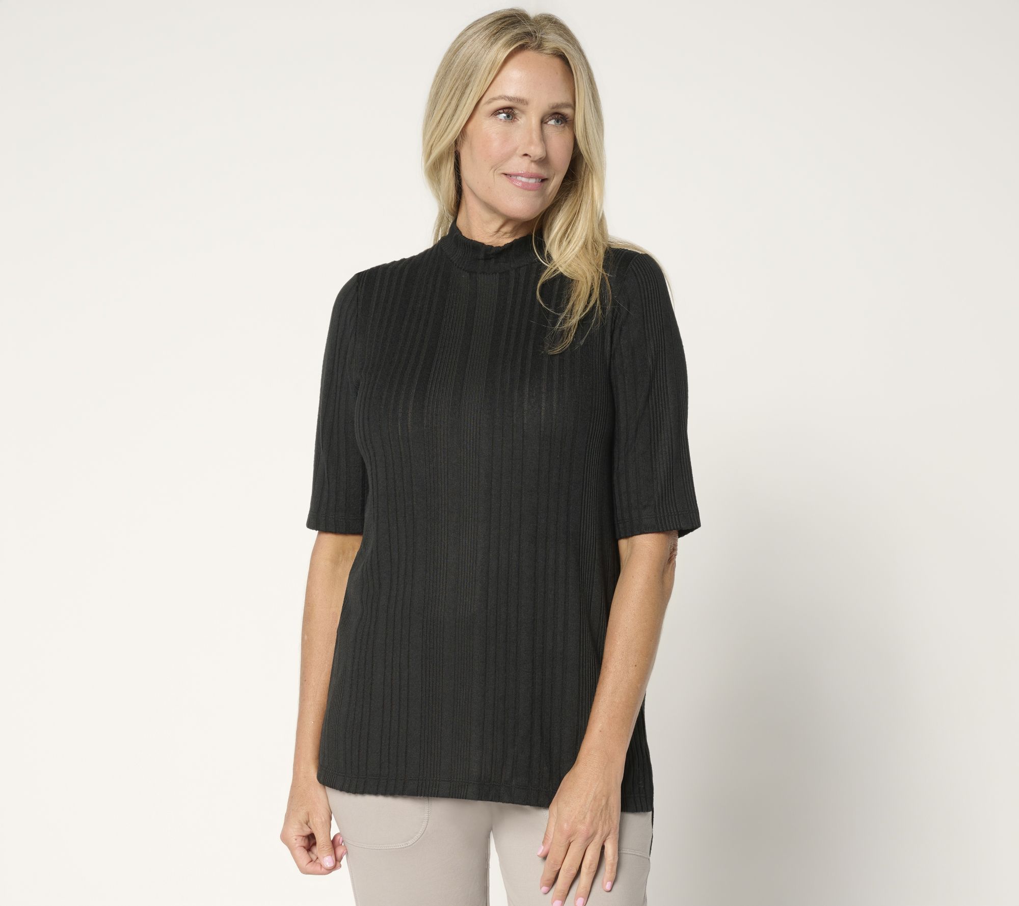 Cuddl Duds Comfort Rib Mock Neck Tee