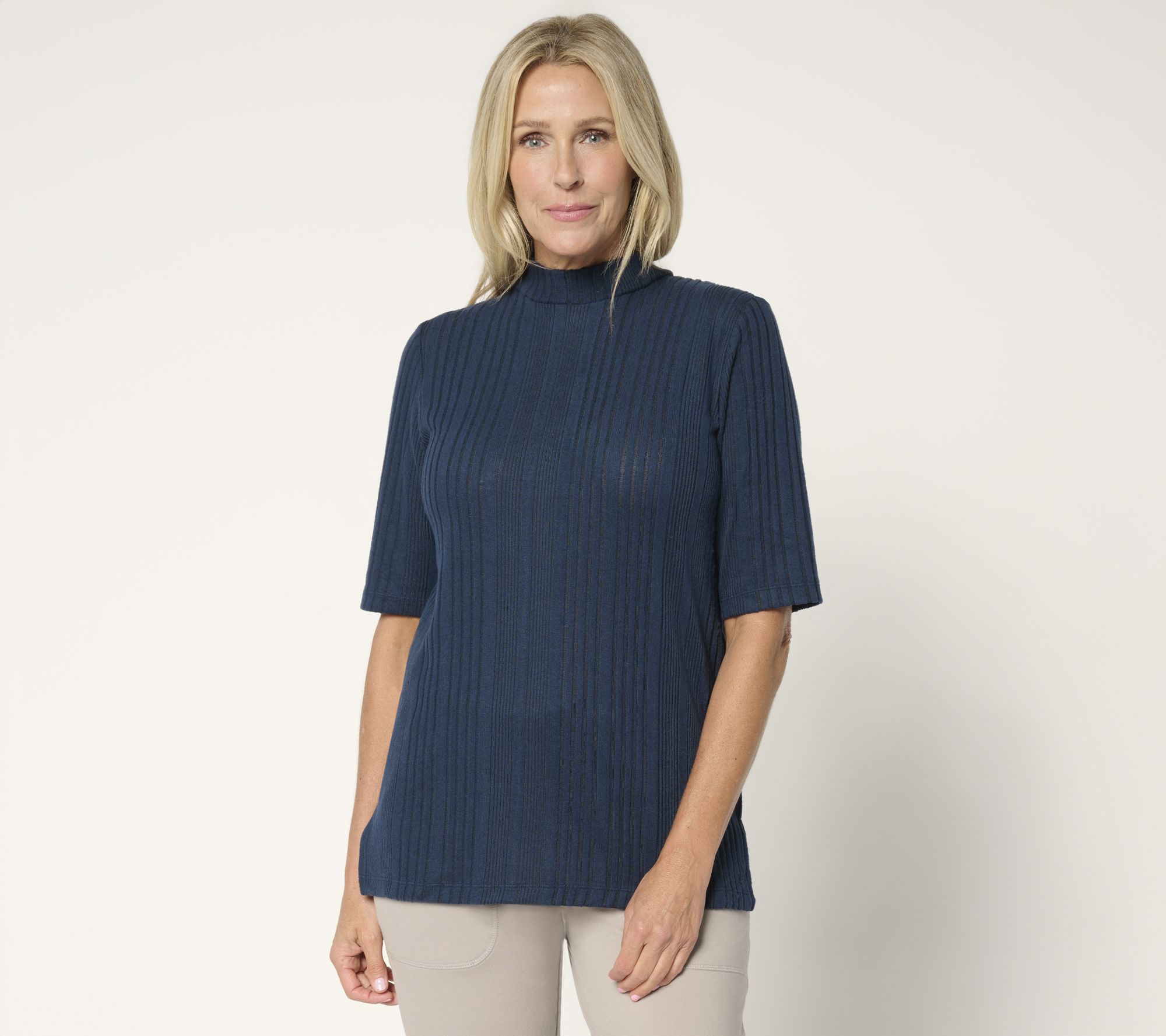 Cuddl Duds Comfort Rib Mock Neck Tee