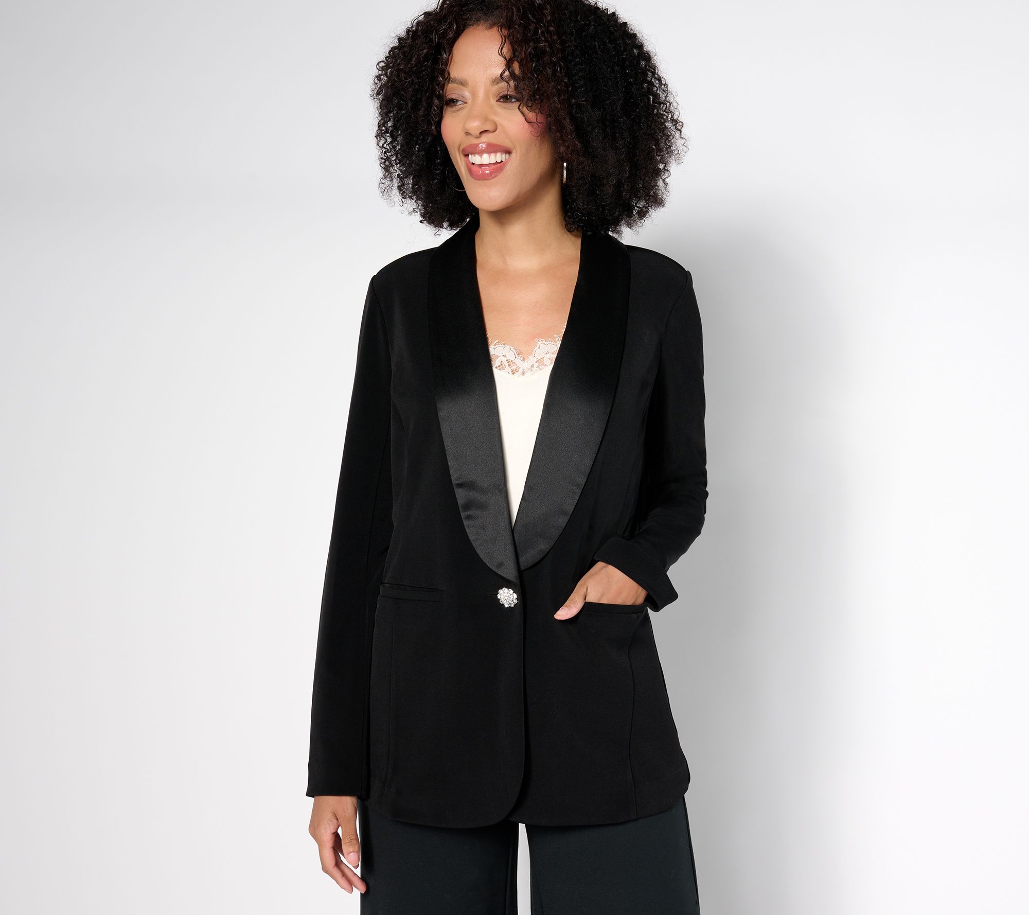 "As Is" Tailored by Susan Graver Petite LK Fusion Blazer