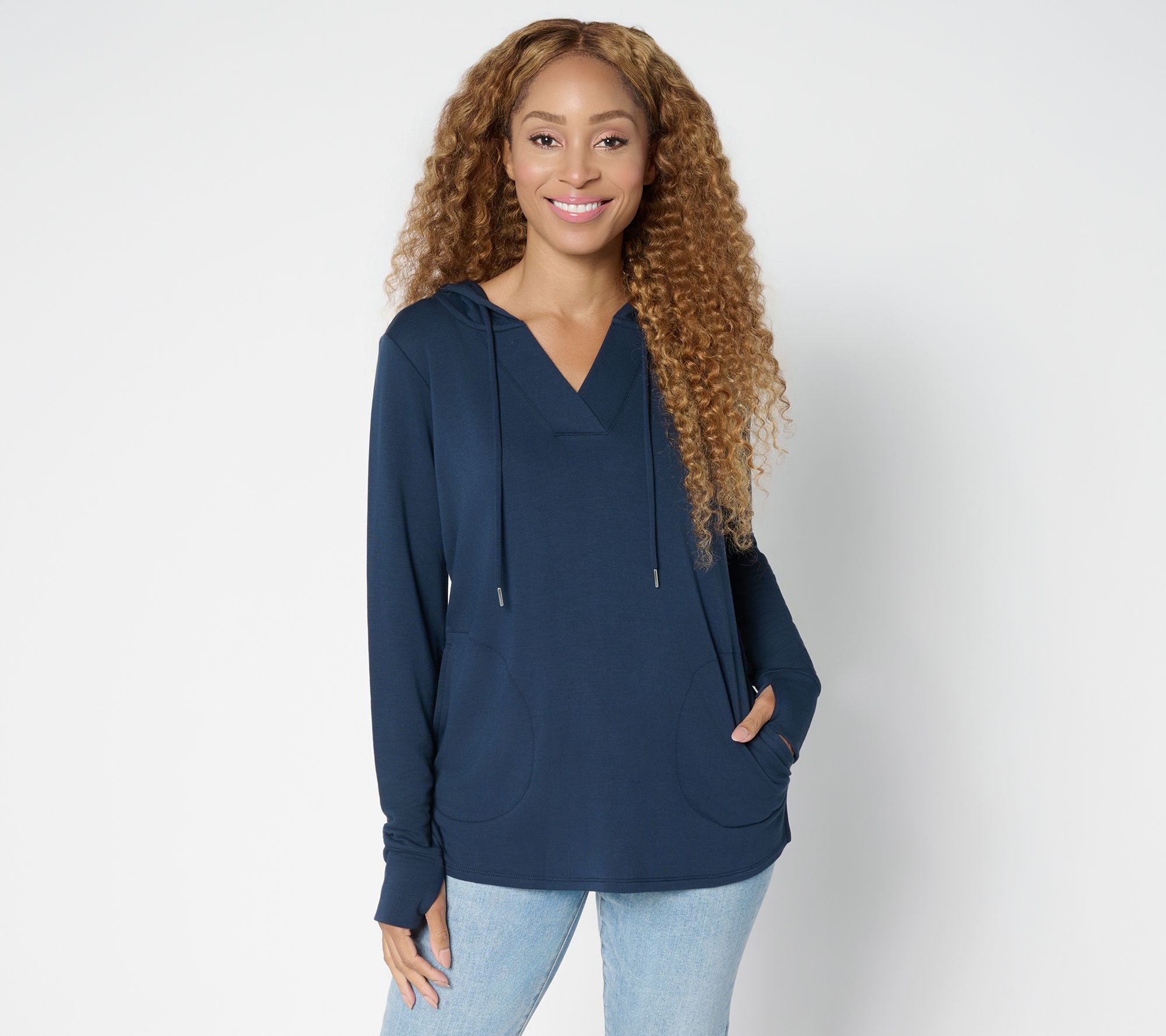 Brandis Dress Out Loud Acquitted Knit Split Neck Hoodie