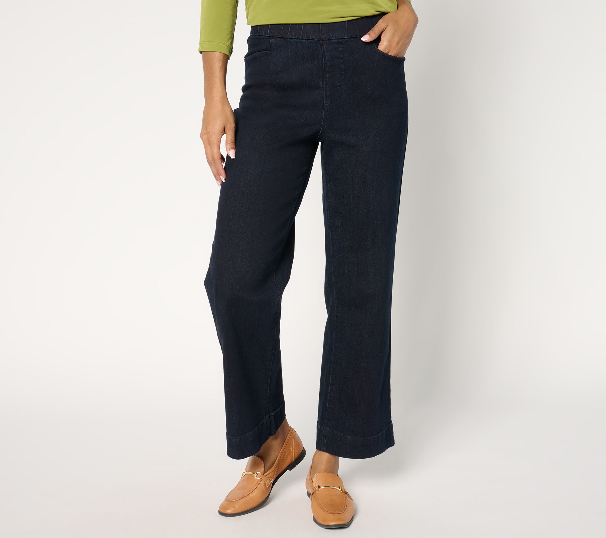"As Is" Susan Graver Regular Wide Leg Pull On Ankle Jean