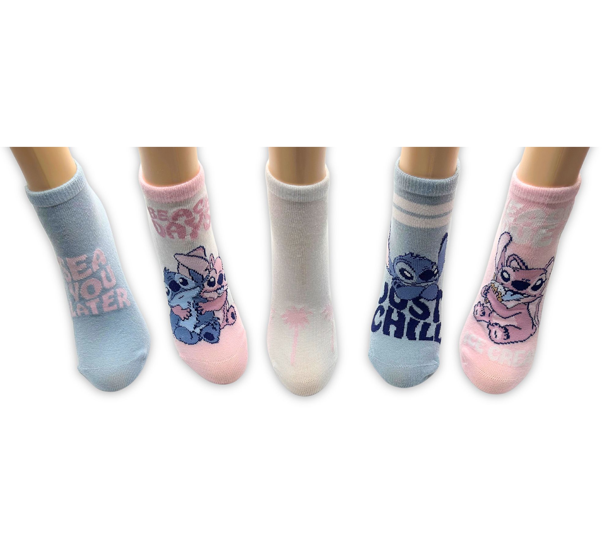 Lilo & Stitch Ladies' Set of 5 No-Show Character Sock Set