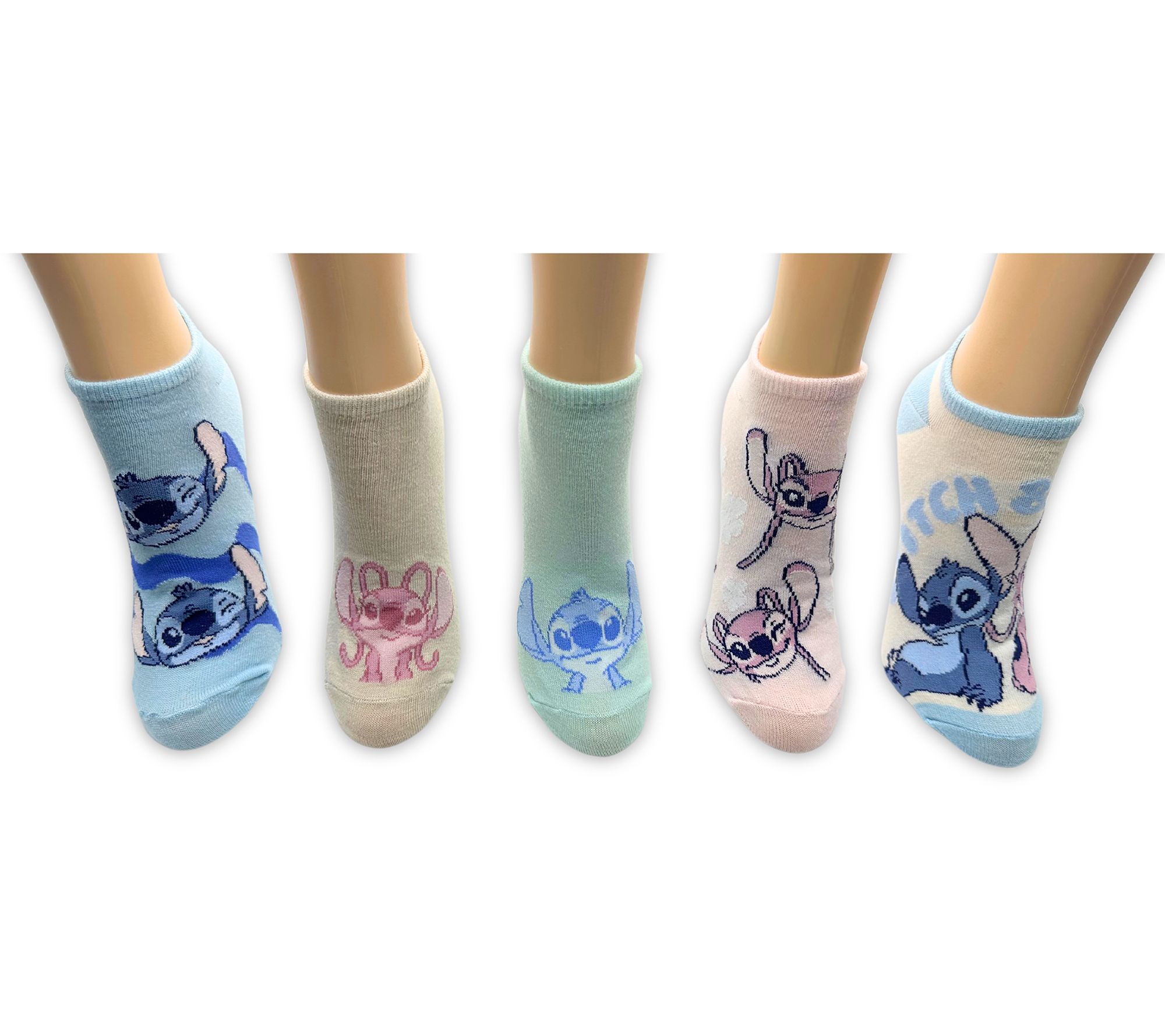 Lilo & Stitch Ladies' Set of 5 No-Show Character Sock Set
