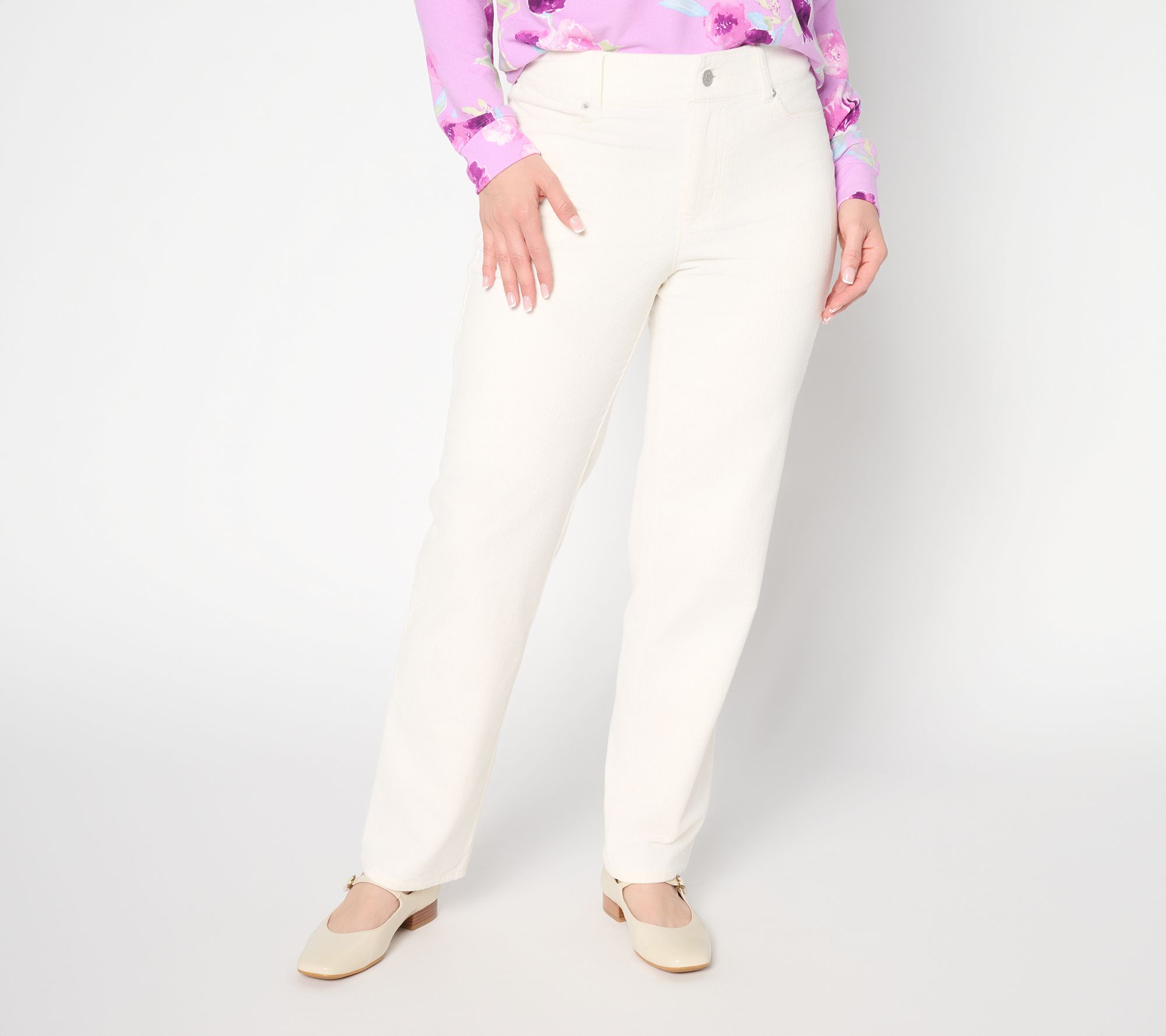 Denim & Co. Regular Stretch Corduroy Straight Leg Pants