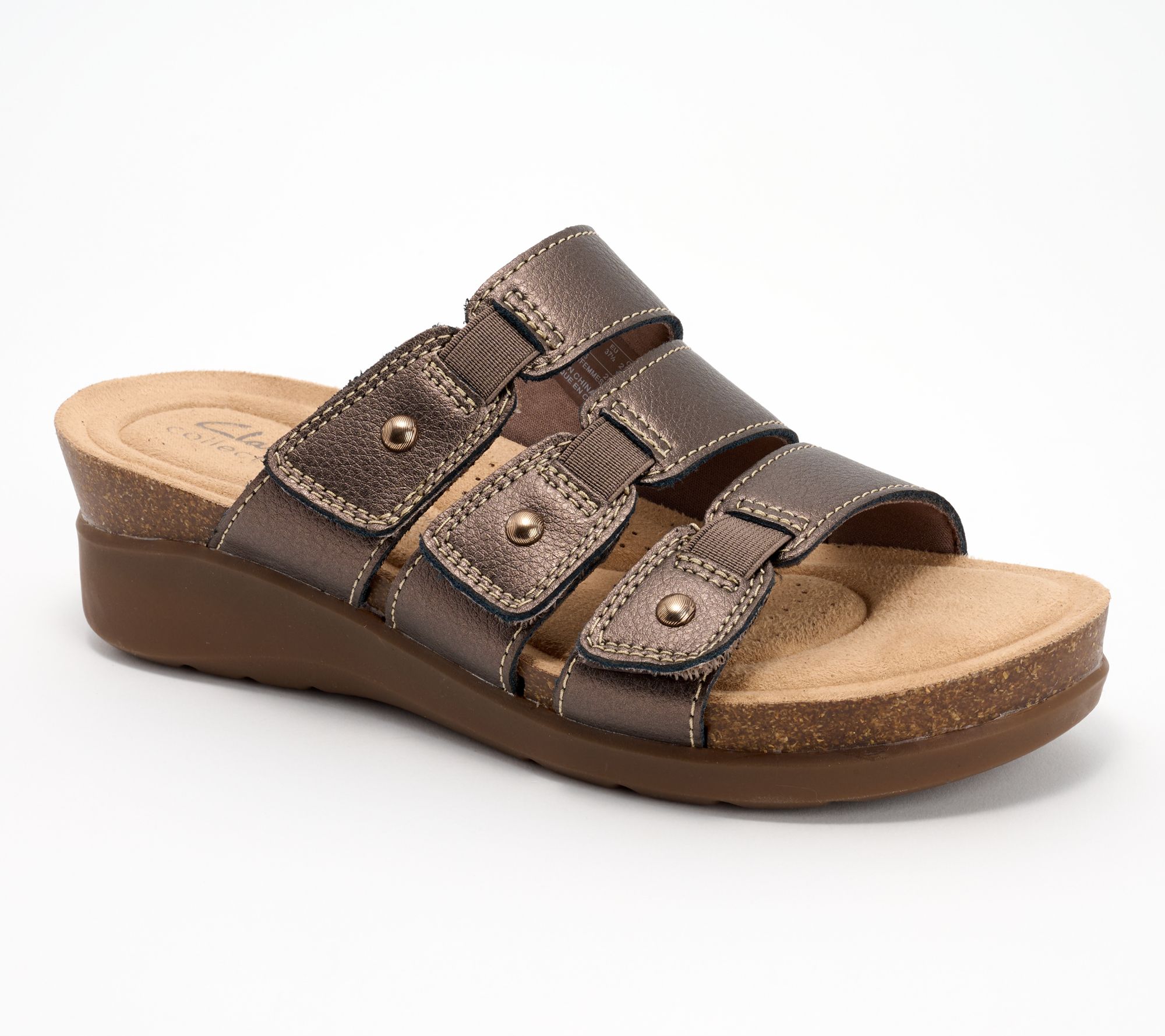 Clarks Collection Leather Slide Sandals - Calenne Lily