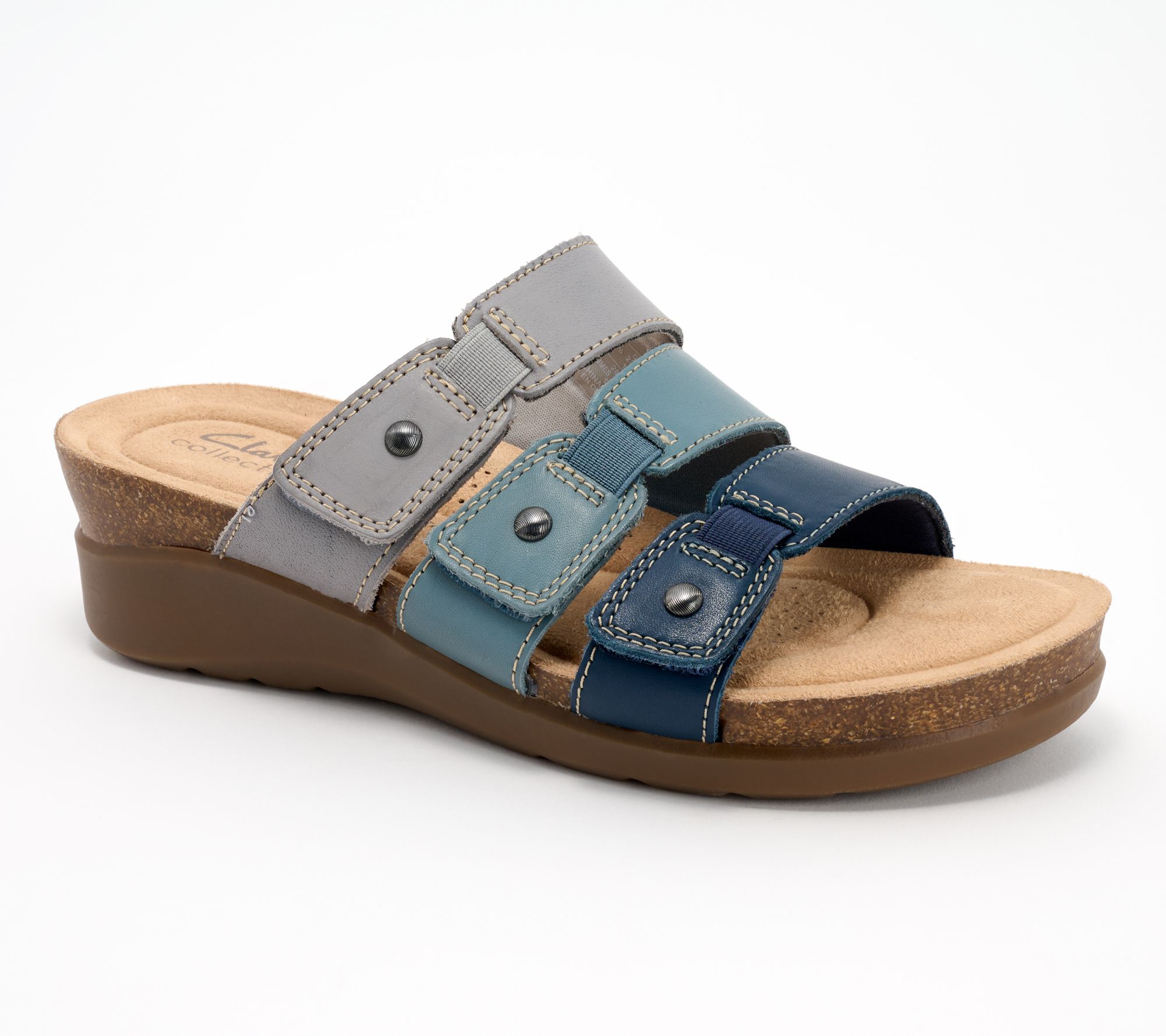 Clarks Collection Leather Slide Sandals - Calenne Lily