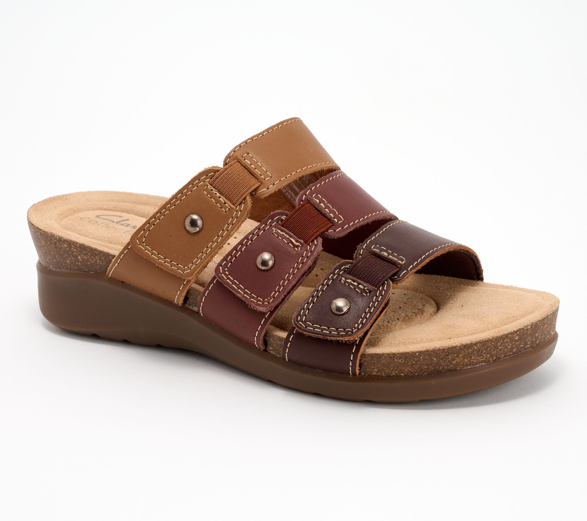 Clarks Collection Leather Slide Sandals - Calenne Lily