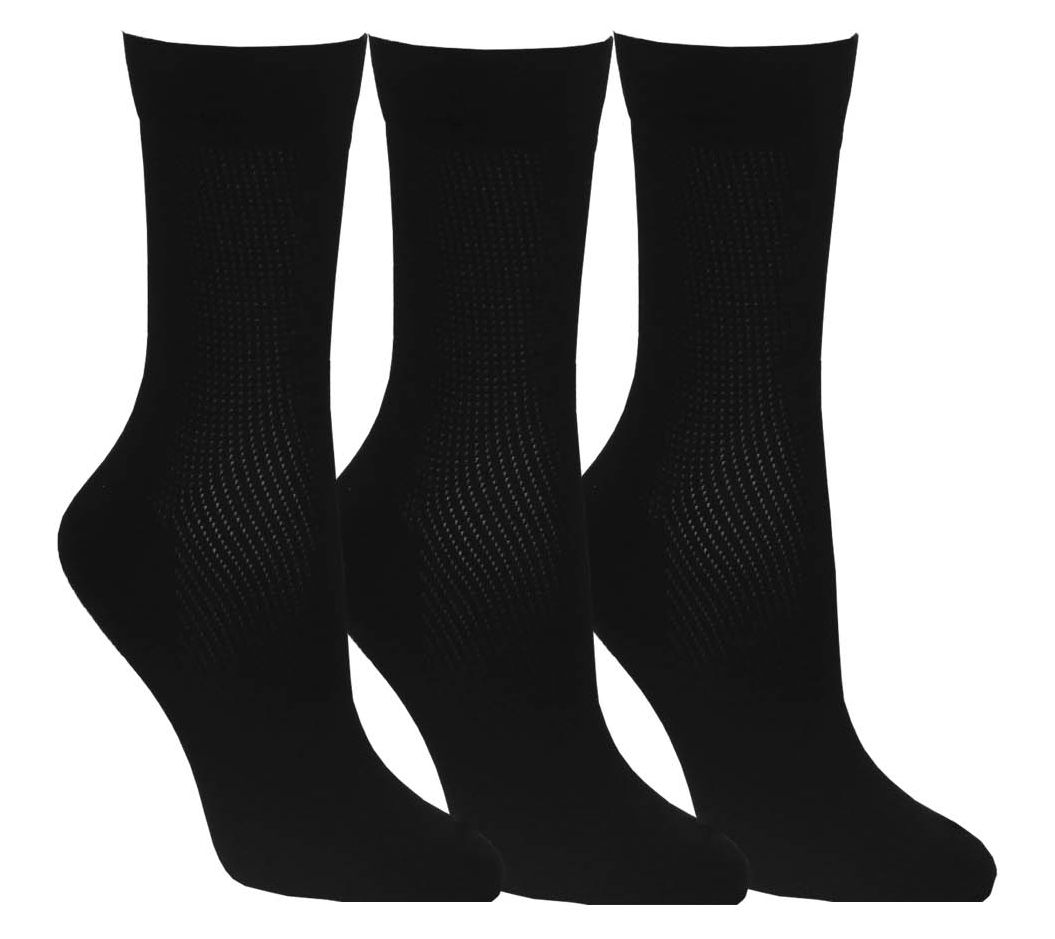 Envy Legwear Set of 3 Spring Cotton Crew Mesh Socks