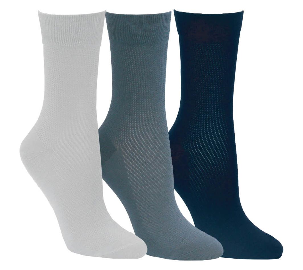 Envy Legwear Set of 3 Spring Cotton Crew Mesh Socks