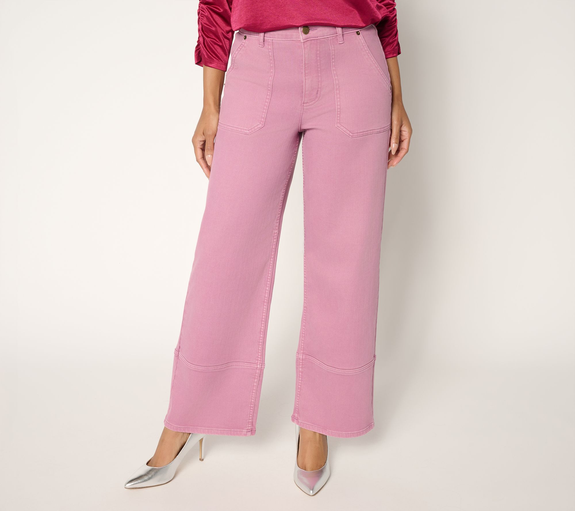 LOGO by Lori Goldstein Regular Color Full Length Wide Leg Jeans