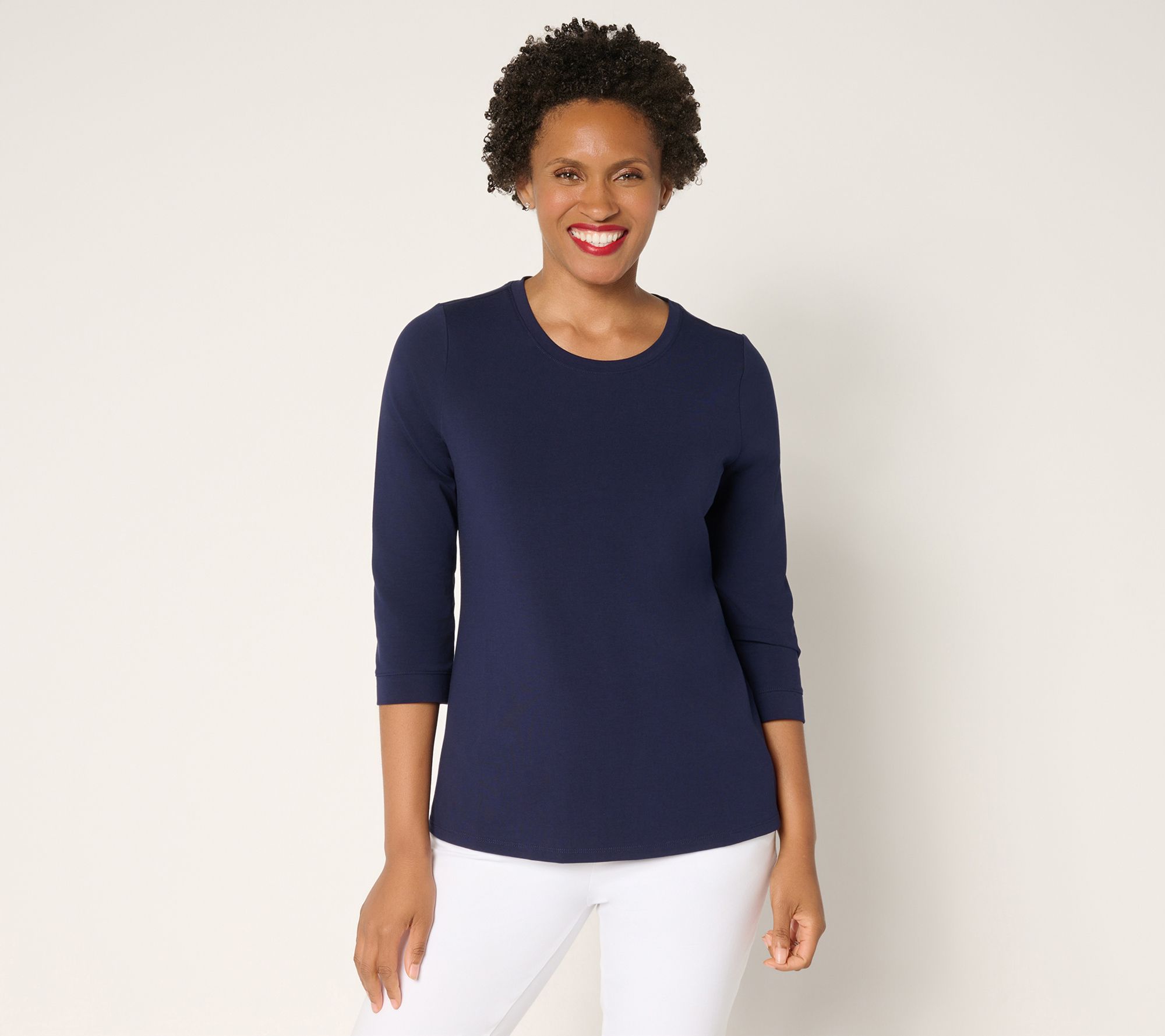 Attitudes by Renee Washed Cotton 3/4 Sleeve Top