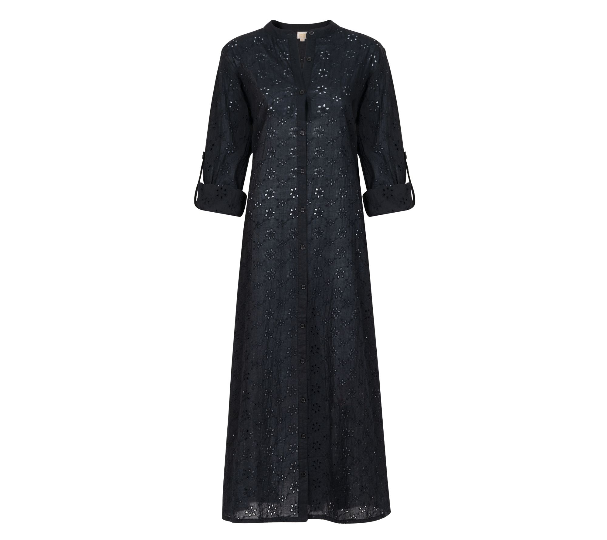 Sunshine Tienda Eyelet 3/4 Sleeve Button FrontMaxi Dress