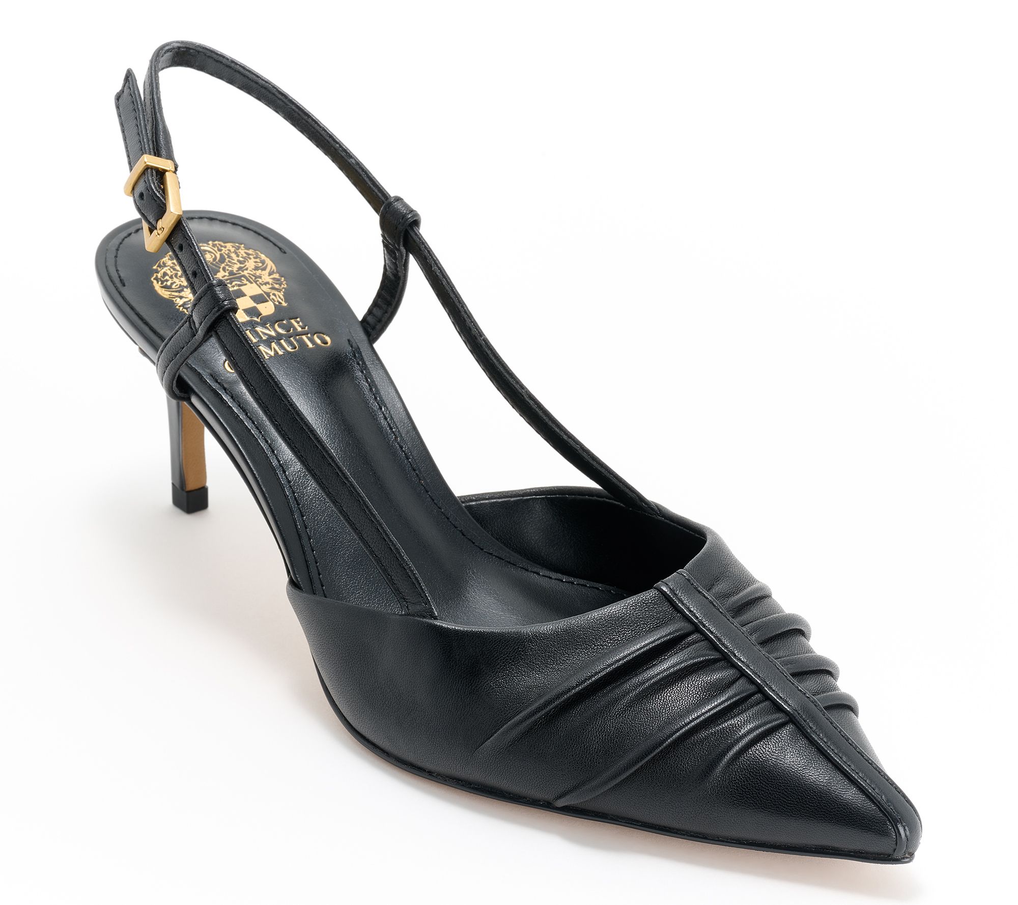 "As Is" Vince Camuto Leather Ruched Slingback Pumps Kelten