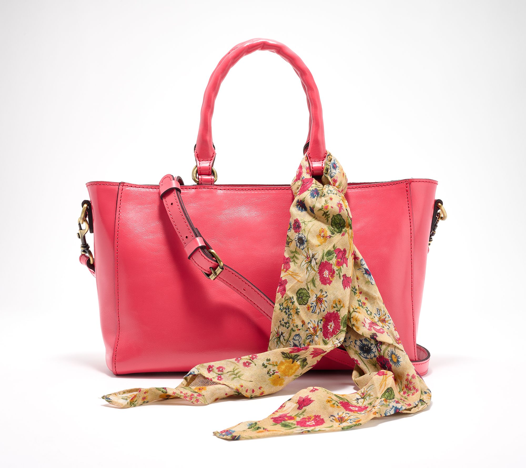 "As Is" Patricia Nash Aileen Leather Top Handle Satchel w/Scarf