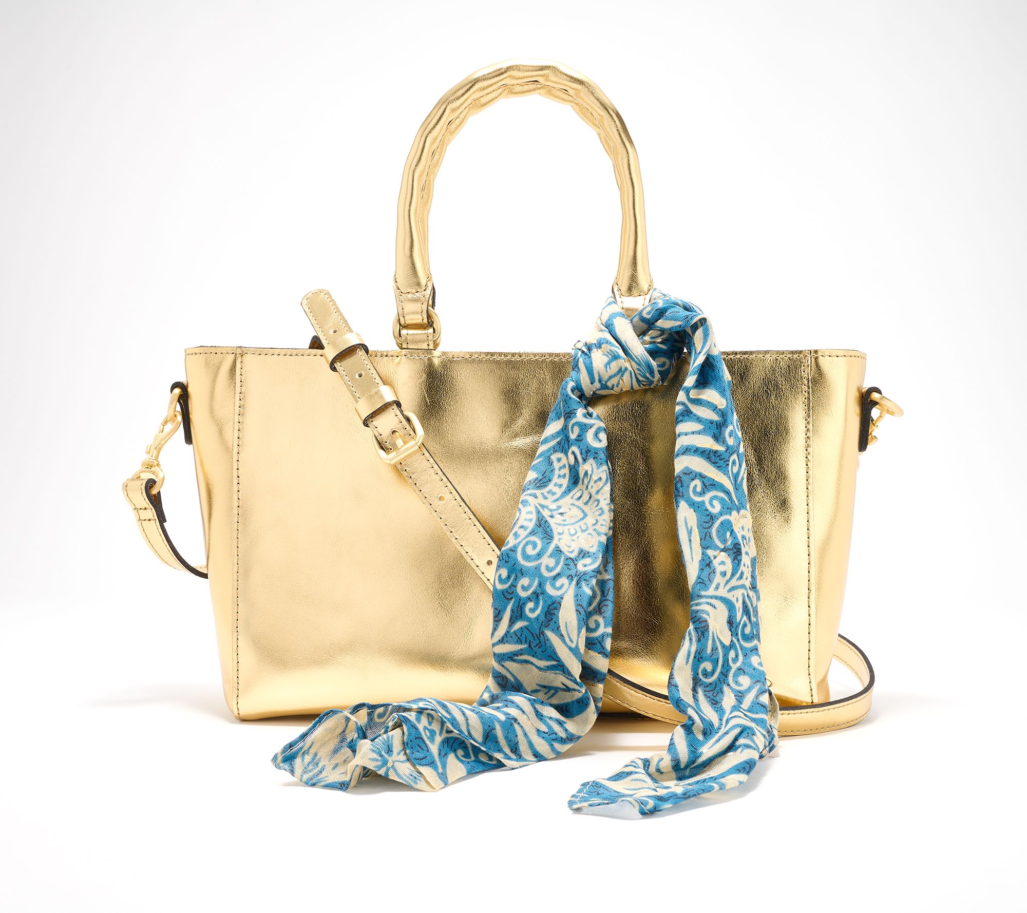"As Is" Patricia Nash Aileen Leather Top Handle Satchel w/Scarf