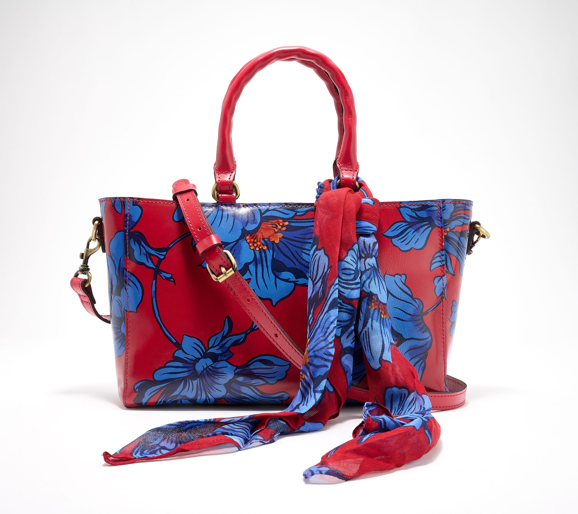 "As Is" Patricia Nash Aileen Leather Top Handle Satchel w/Scarf