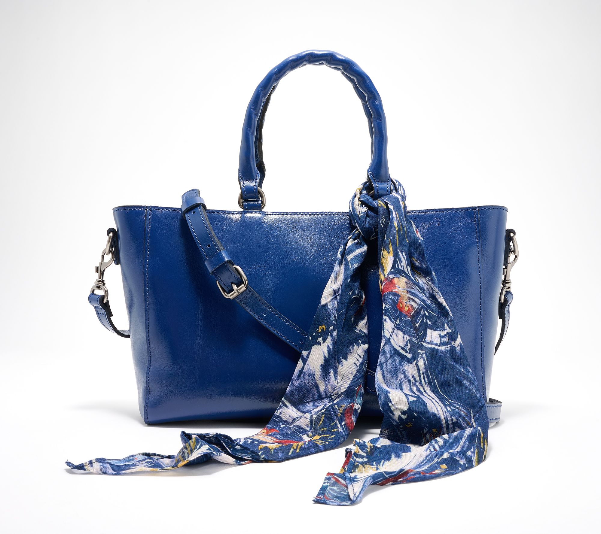 "As Is" Patricia Nash Aileen Leather Top Handle Satchel w/Scarf