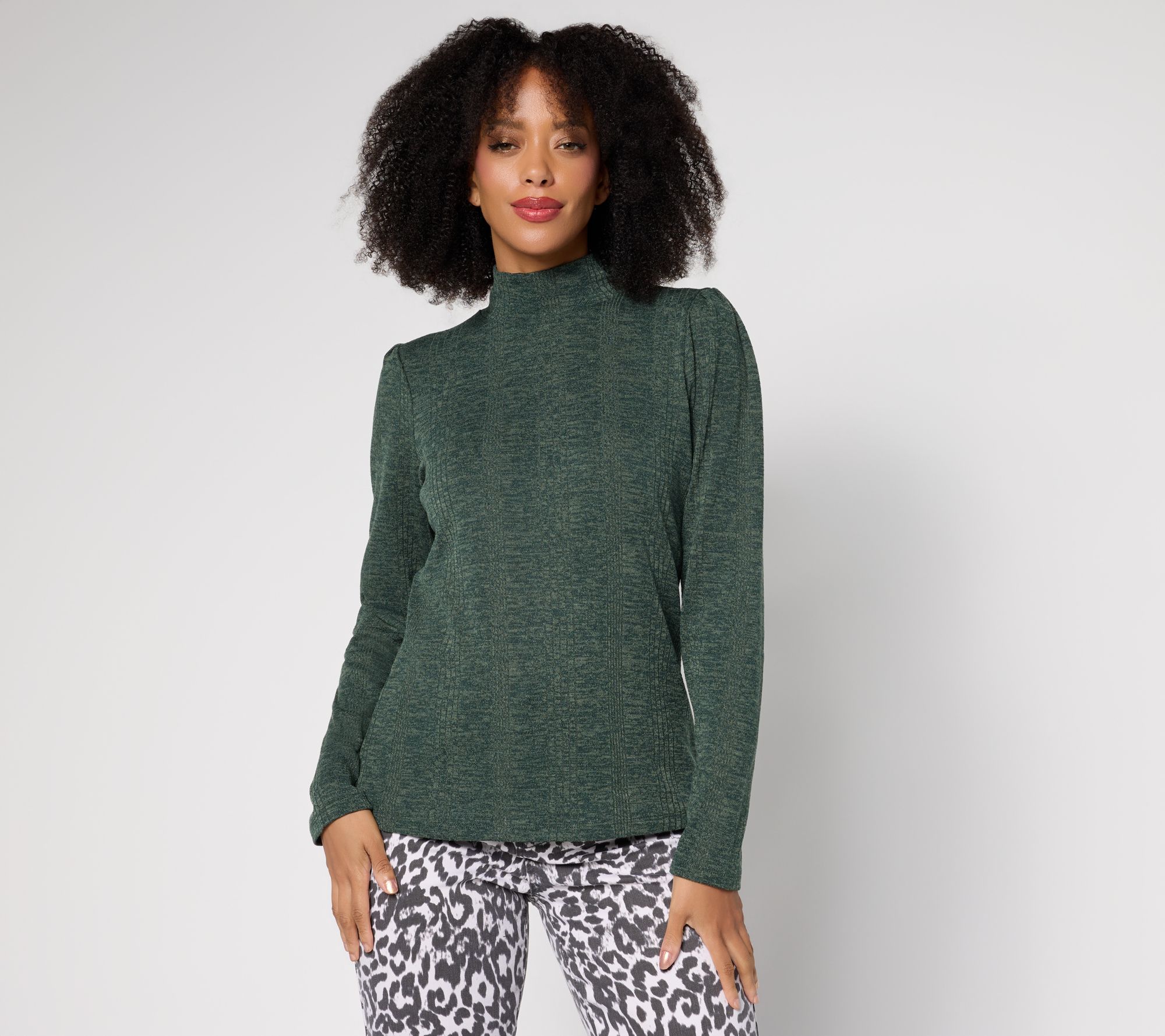 RM Studio x Rebecca Minkoff Ruched Sleeve Turtleneck Top