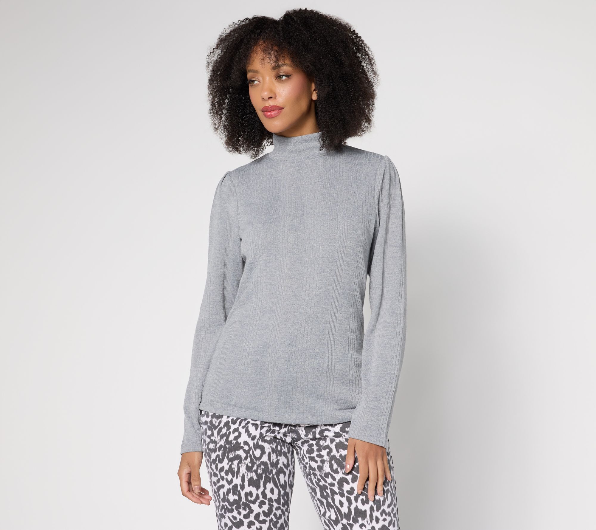 RM Studio x Rebecca Minkoff Ruched Sleeve Turtleneck Top