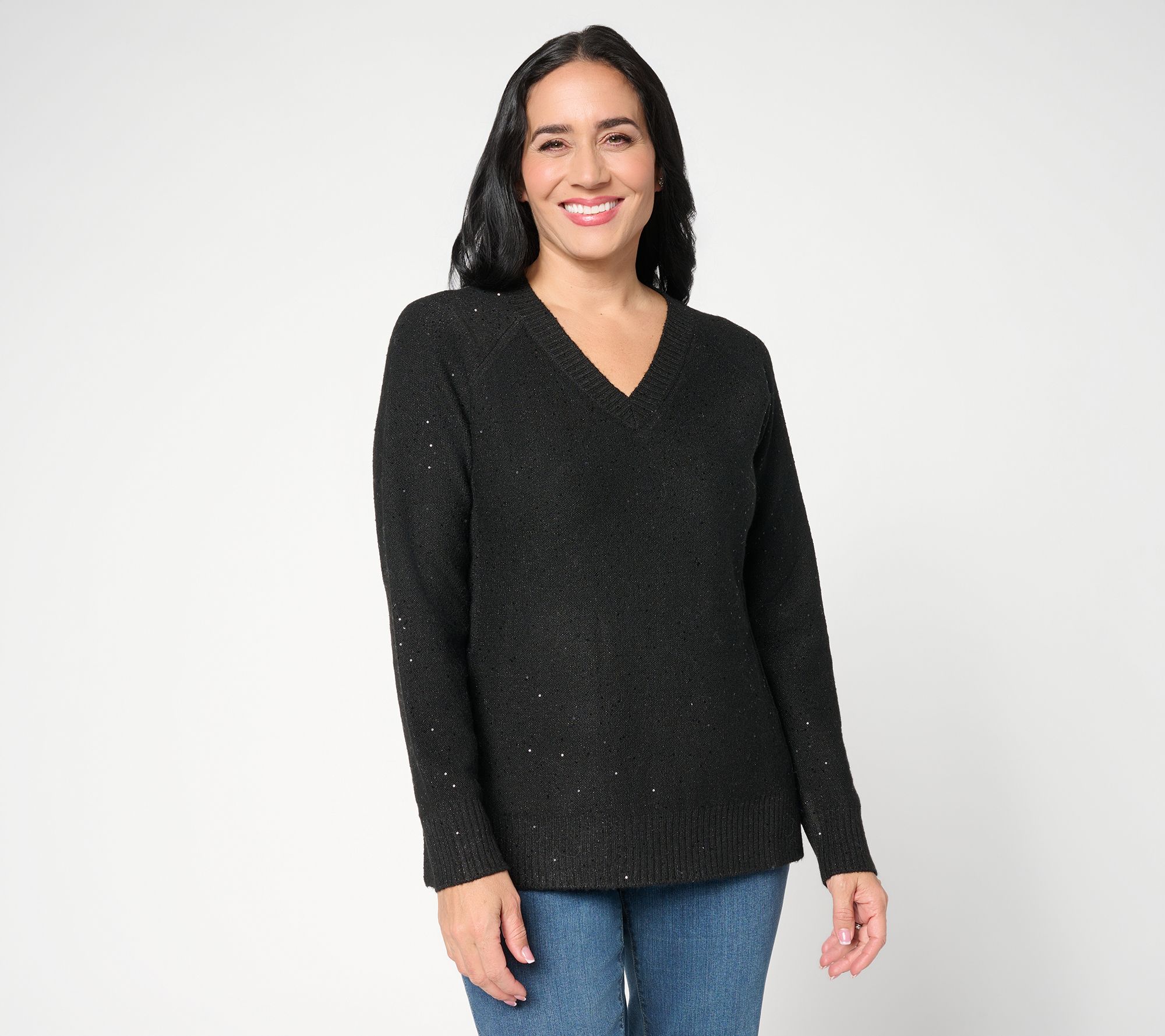 Jingle Belles by Kim Gravel Sugarplum Sparkle V-Neck Sweater