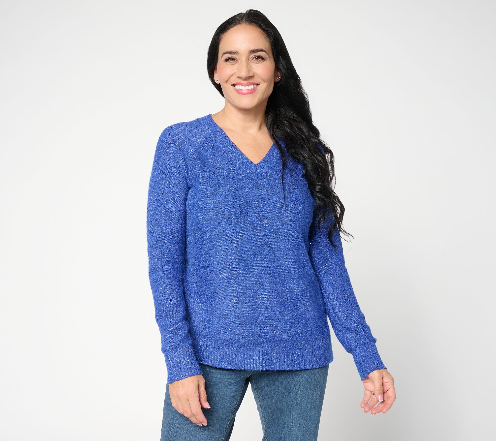 Jingle Belles by Kim Gravel Sugarplum Sparkle V-Neck Sweater