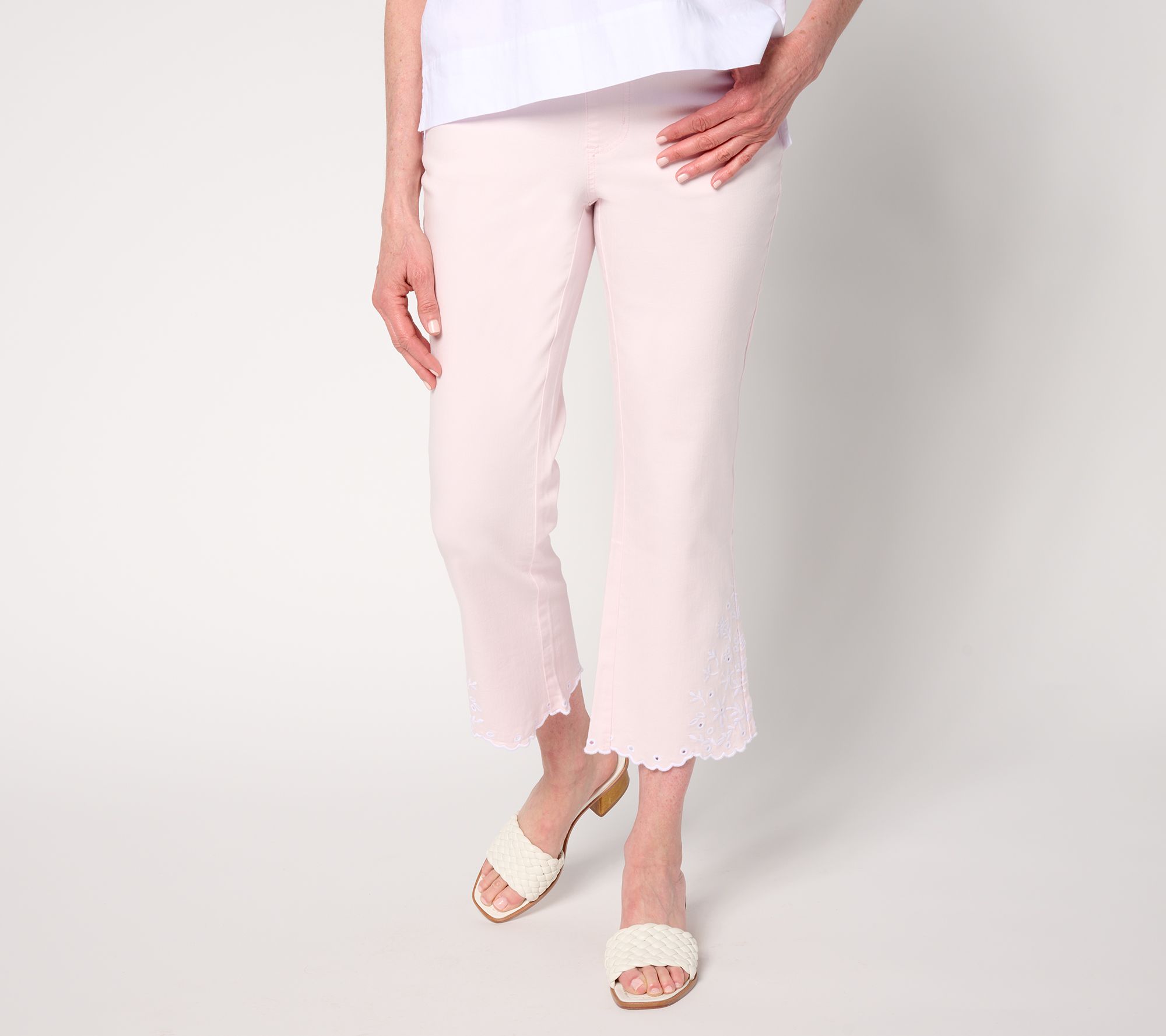 "As Is" Belle by Kim Gravel Reg TripleLuxe Twill Eyelet Cropped Jean