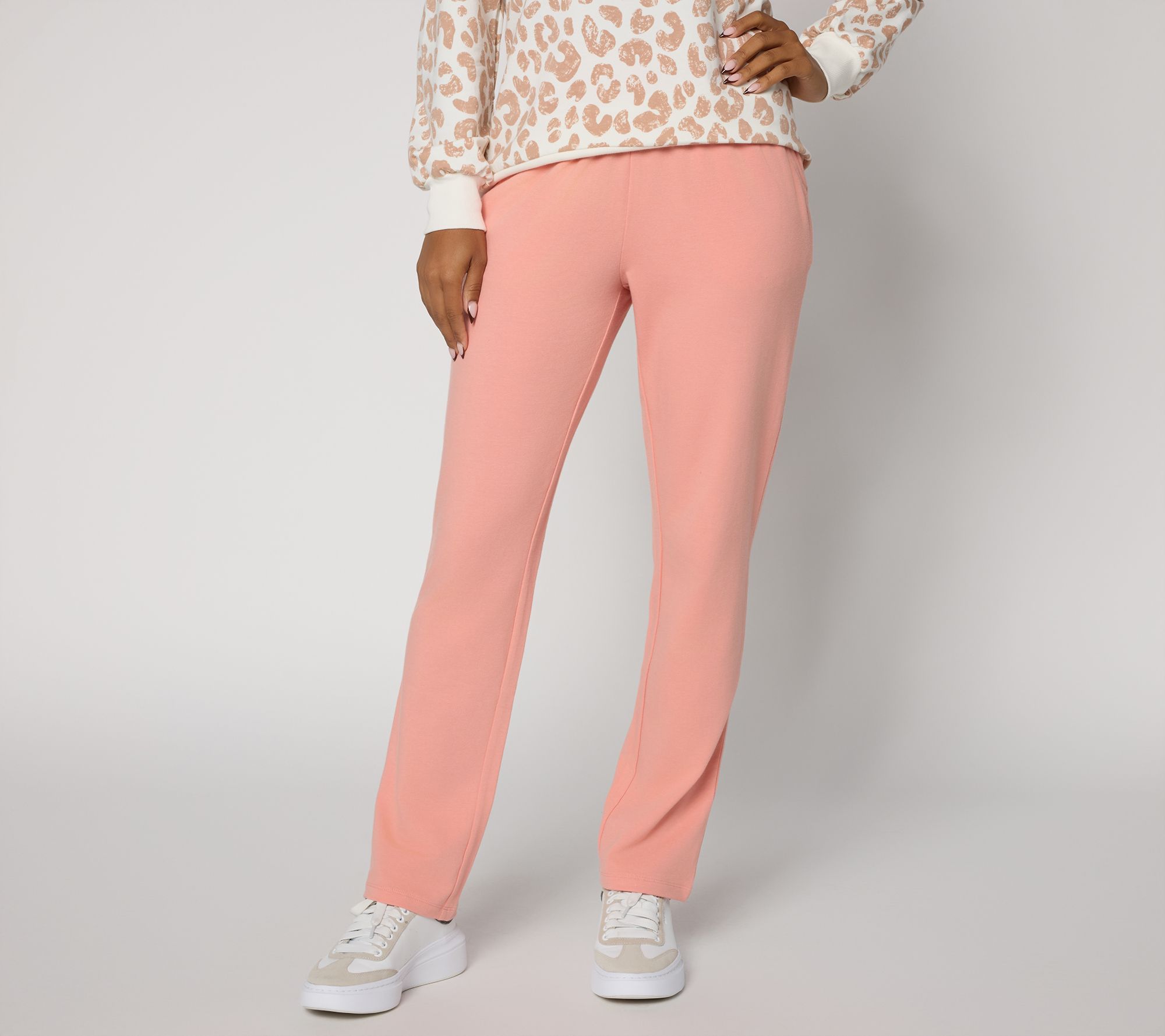 Belle by Kim Gravel Petite French Terry Straight Leg Pant