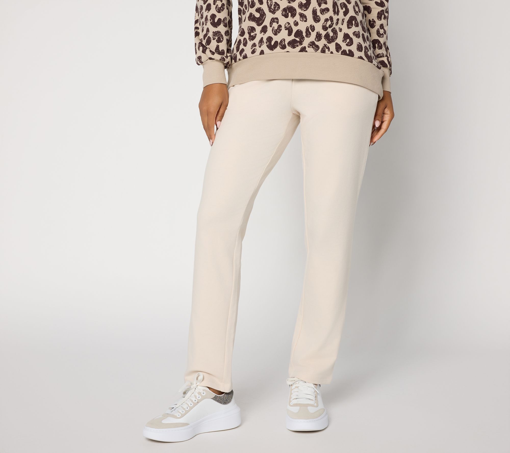 Belle by Kim Gravel Petite French Terry Straight Leg Pant