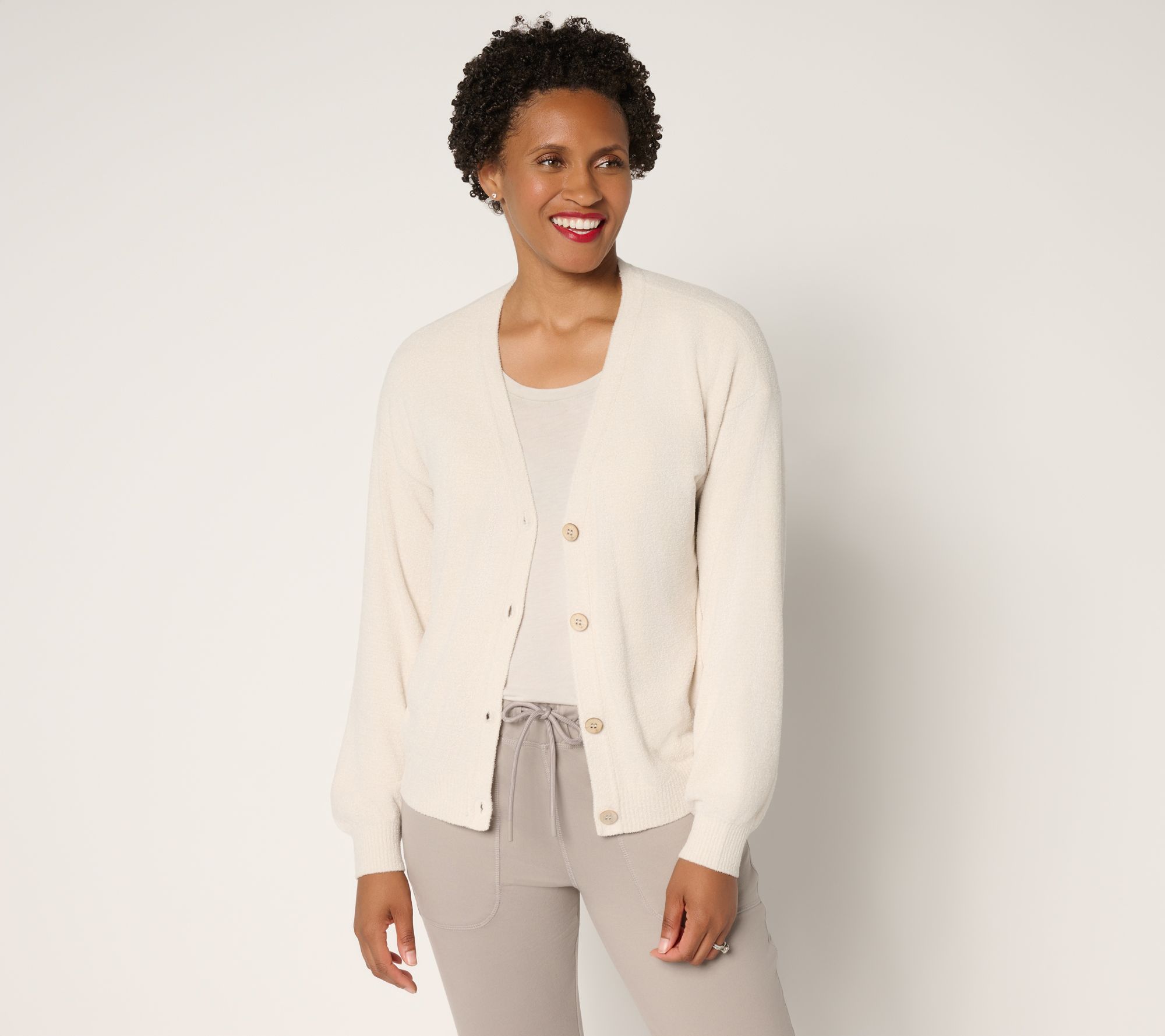 "As Is" Barefoot Dreams CozyChic Ultra Lite Poof Sleeve Cardigan