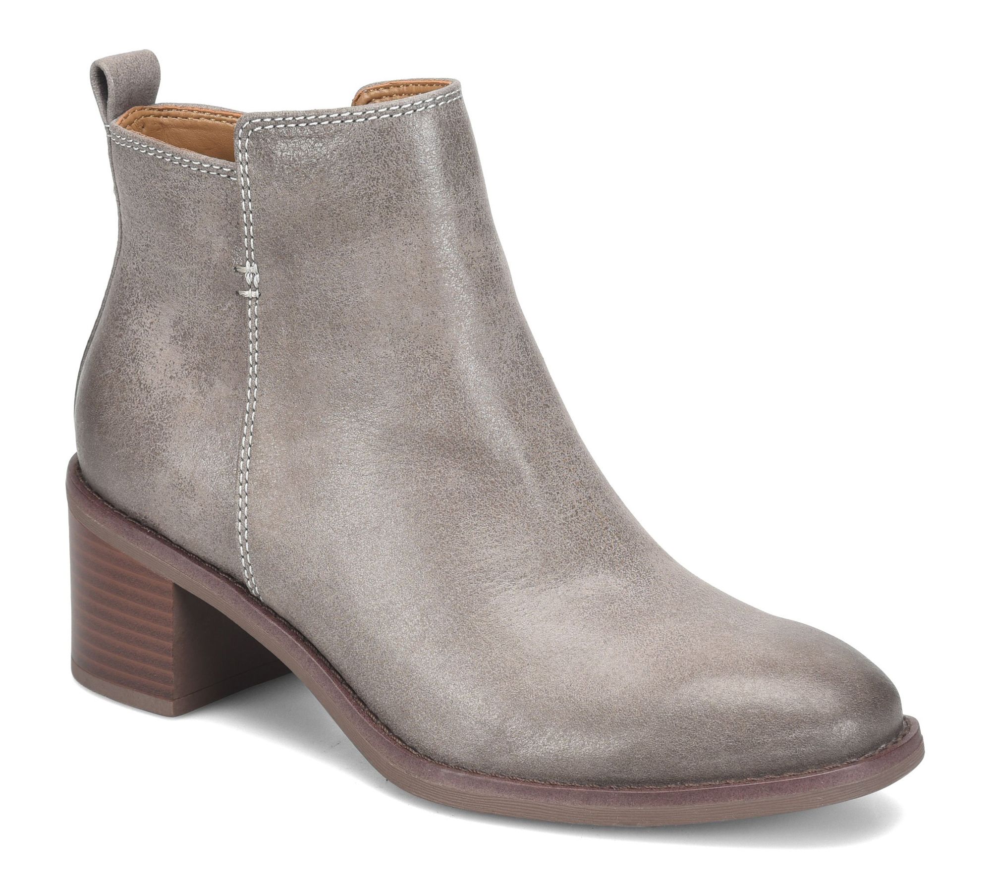Comfortiva Block Heeled Leather Boot - Heather