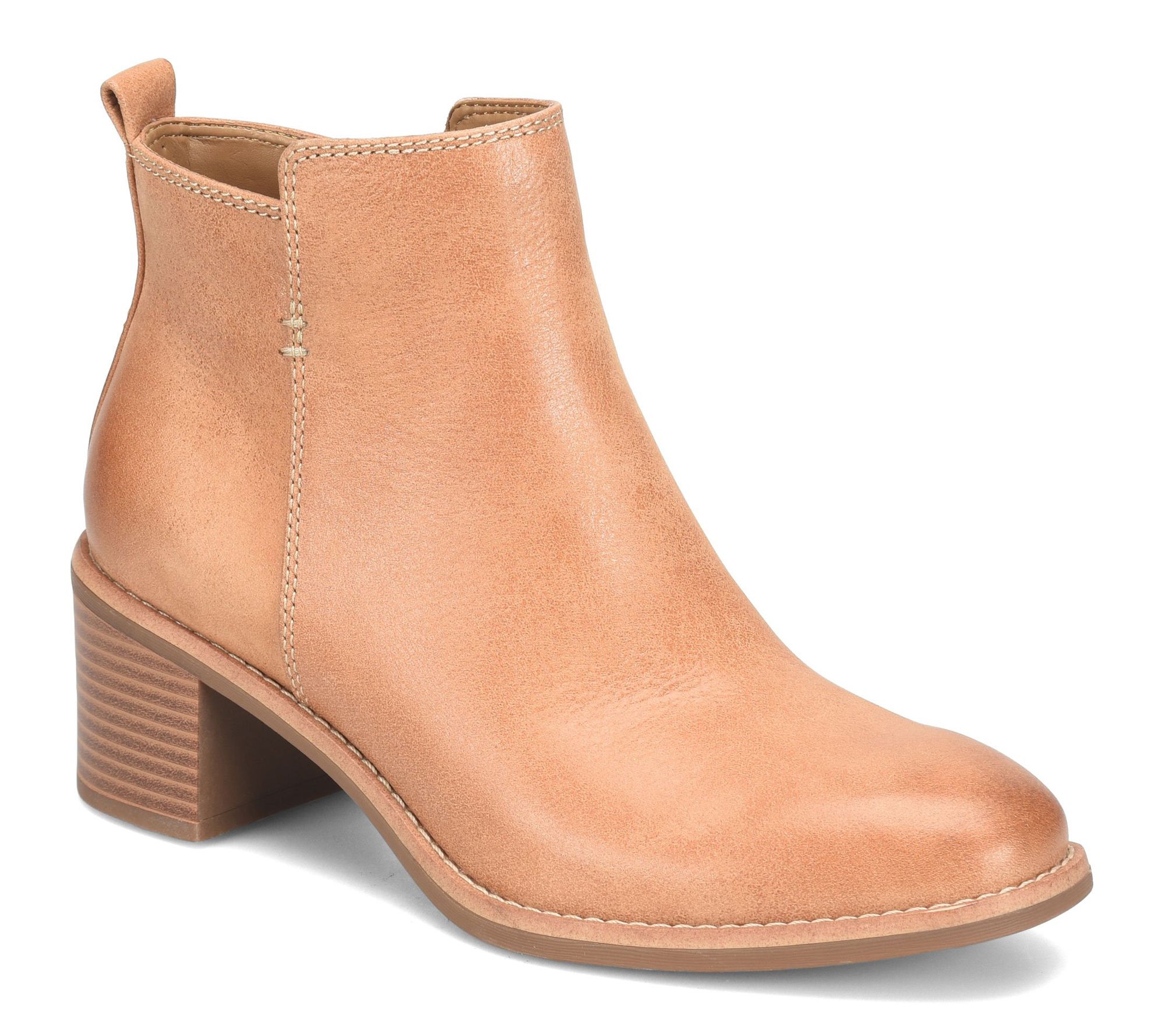 Comfortiva Block Heeled Leather Boot - Heather