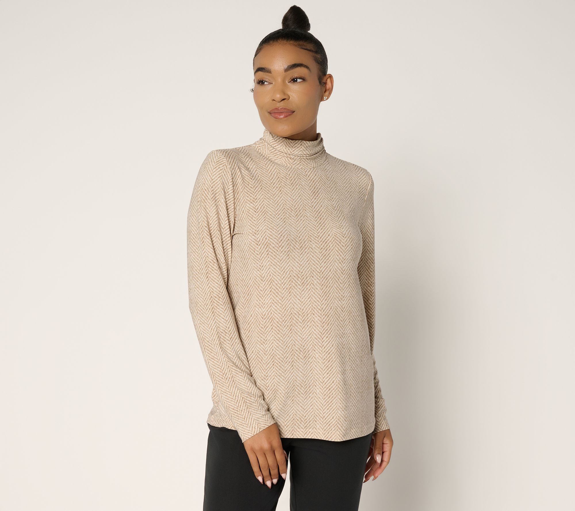 "As Is" Dennis Basso Italia Knit Mock Neck Top in Prints and Solids