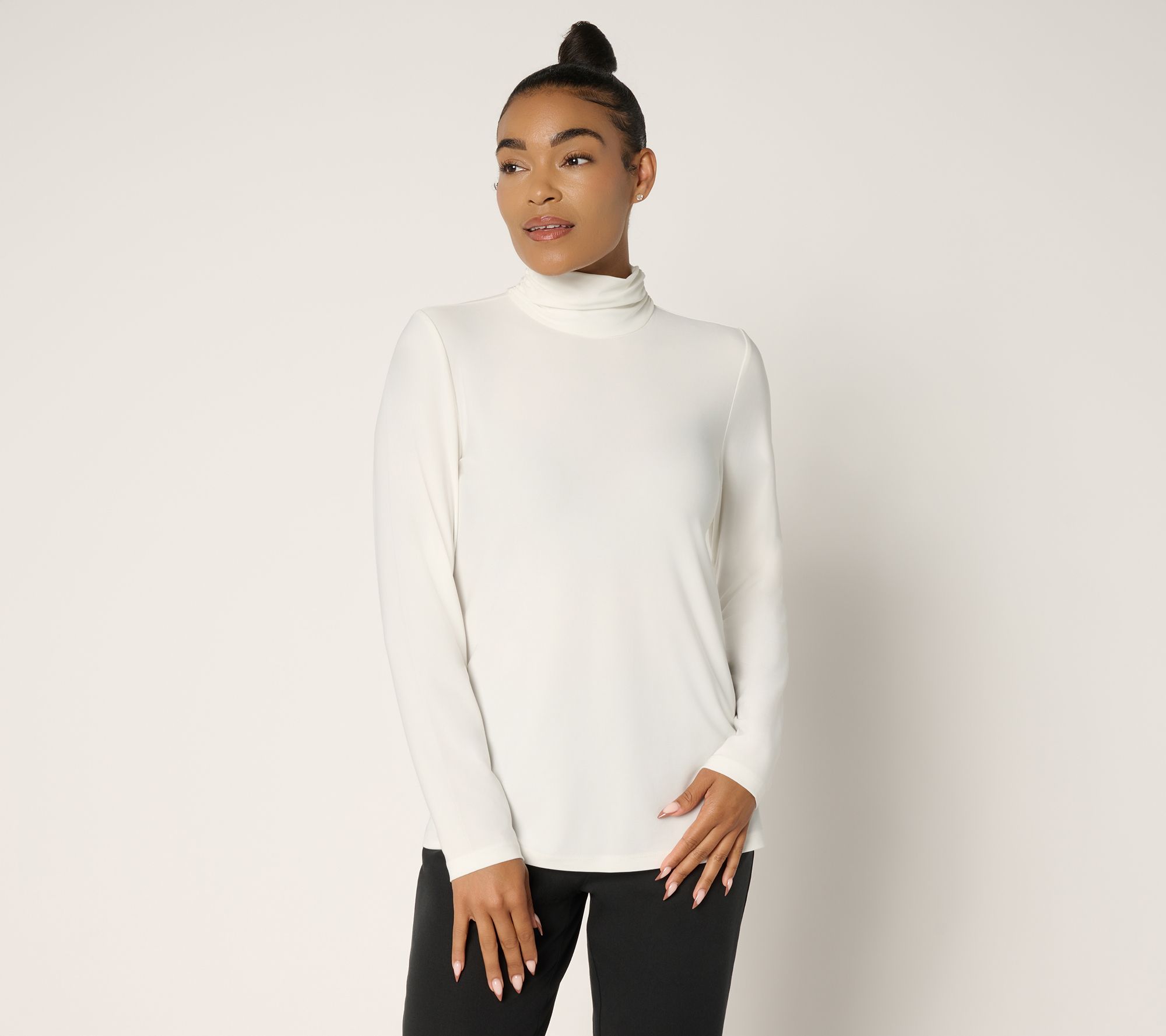 "As Is" Dennis Basso Italia Knit Mock Neck Top in Prints and Solids