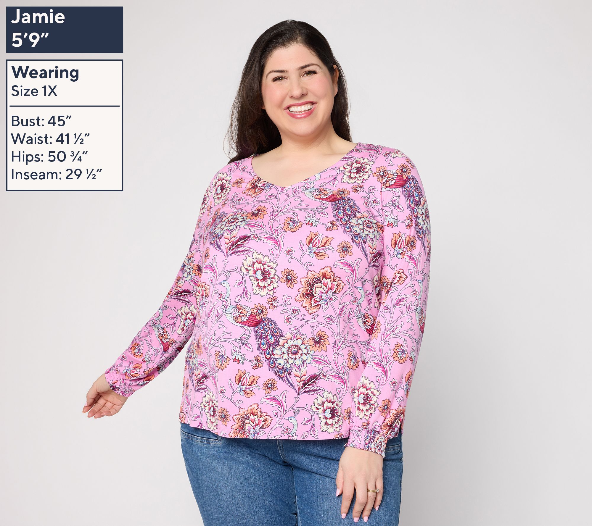 Belle by Kim Gravel Rayon Spandex Flora & Finesse V Neck Top - QVC.com