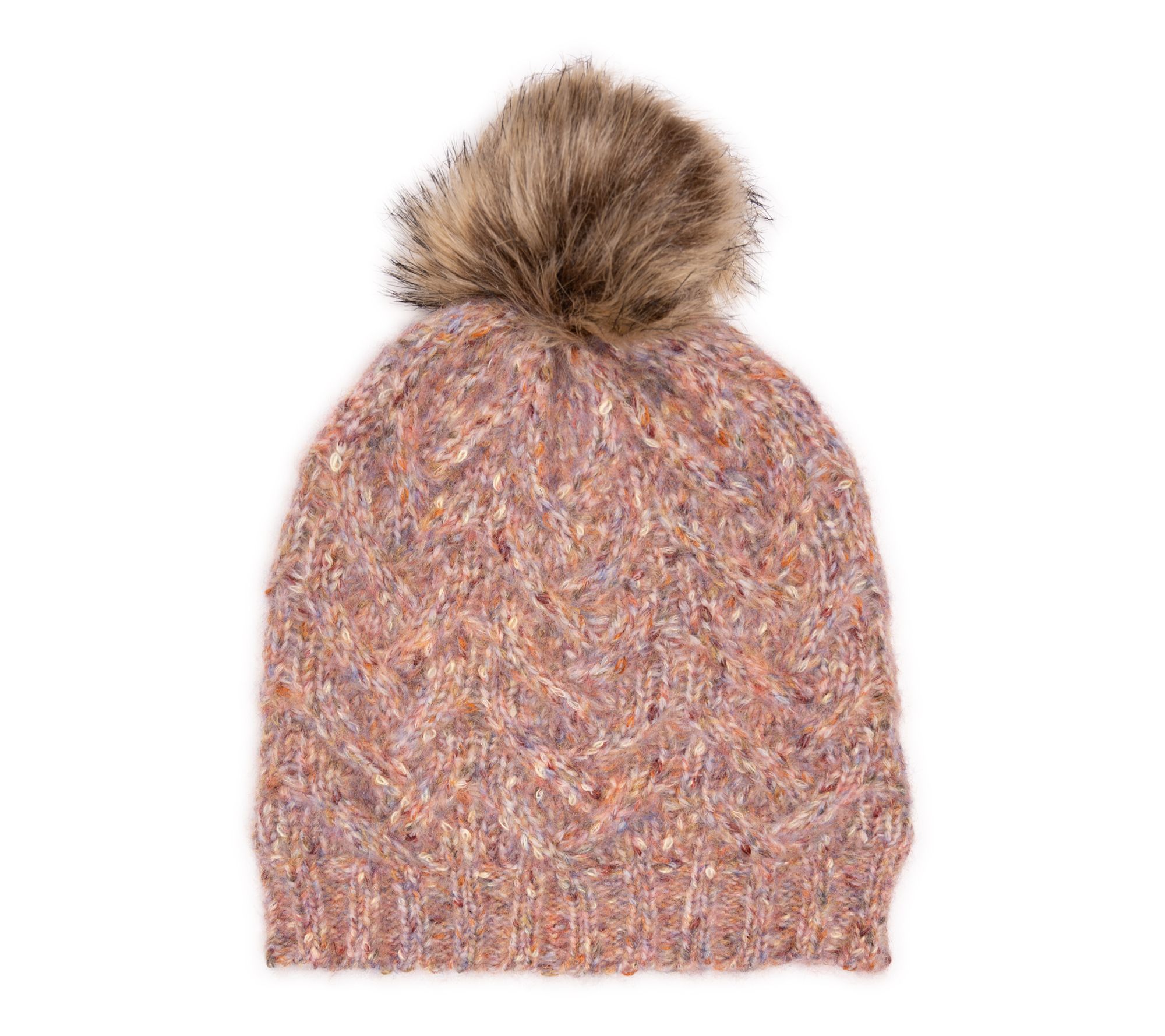 MUK LUKS Women's Fuzzy Space Dye Cable Pom-PomBeanie