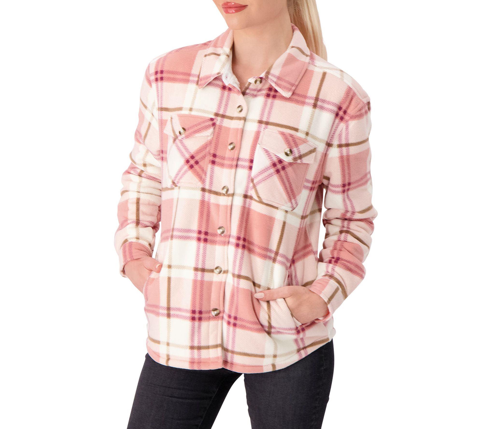 Heat Holders Jacqueline Long Sleeve Plaid ShirtJacket