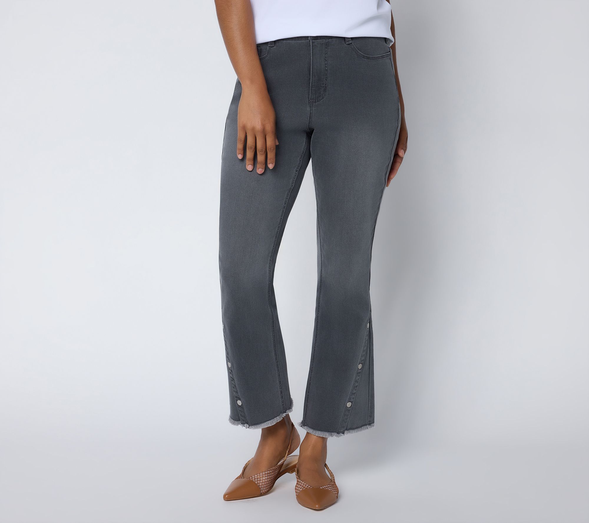Susan Graver Stretch Denim Regular Forward Side Seam Ankle Jeans