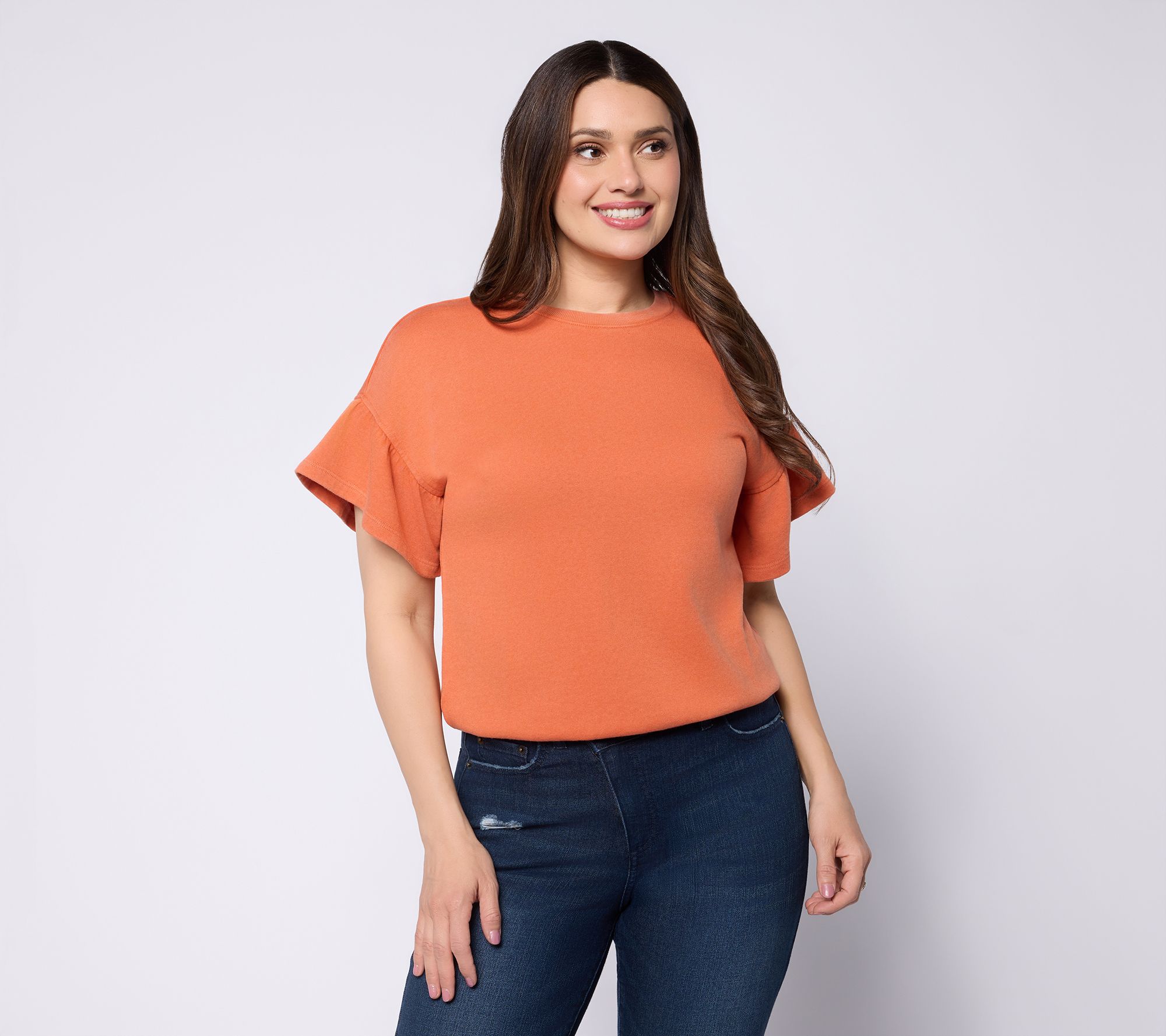 Me by Jennie Garth French Terry Ruffle Sleeve Top