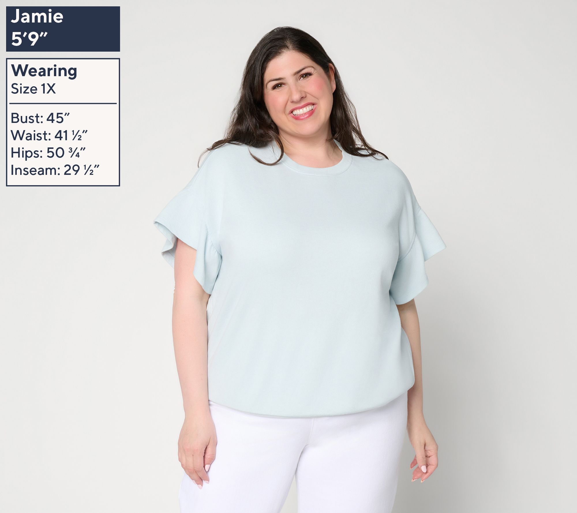 Me by Jennie Garth French Terry Ruffle Sleeve Top - QVC.com