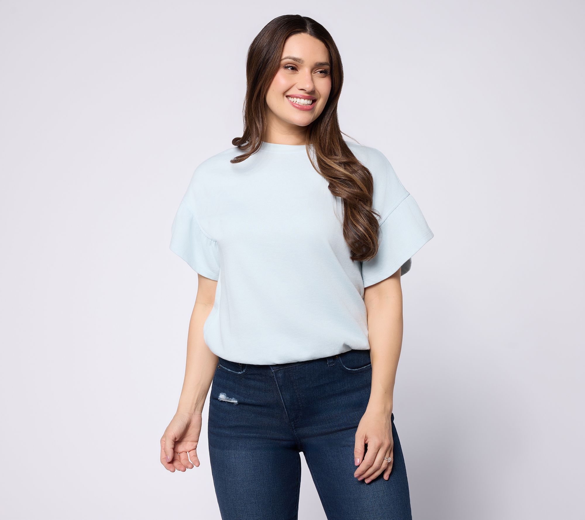 Me by Jennie Garth French Terry Ruffle Sleeve Top