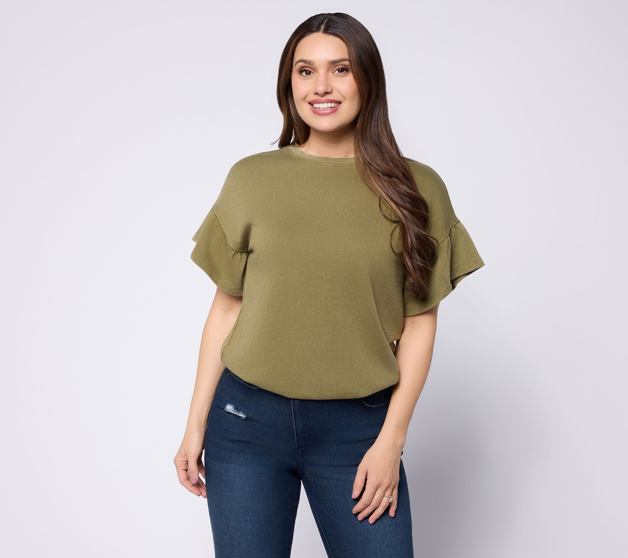 Me by Jennie Garth French Terry Ruffle Sleeve Top