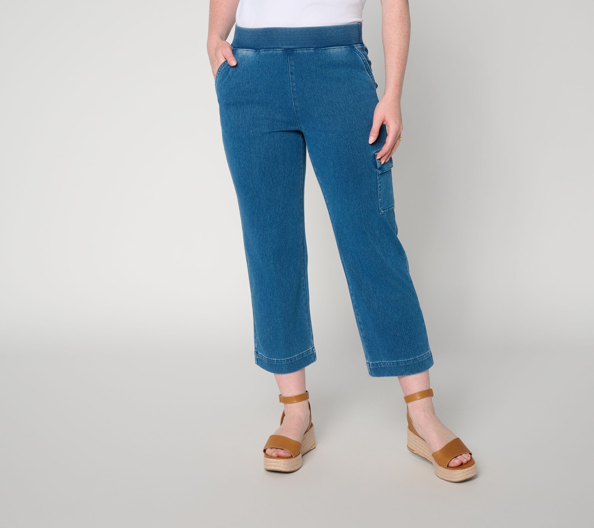 Denim & Co. Petite Comfy Knit Air Straight-Leg Crop Jeans
