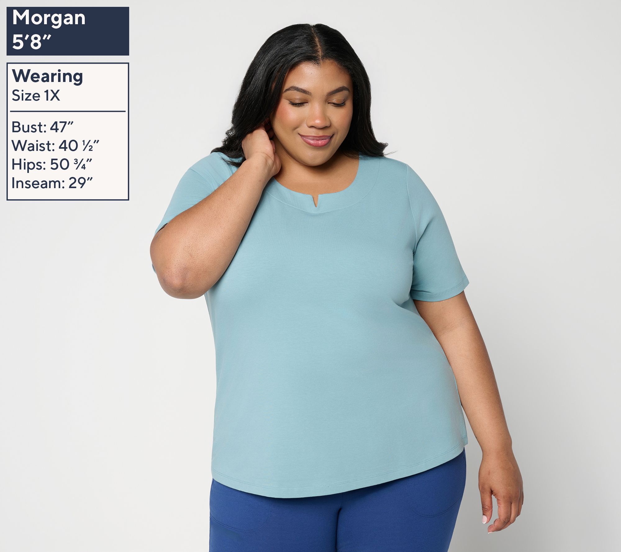 Denim & Co. Essentials Perfect Jersey Short Sleeve Notch Neck Top