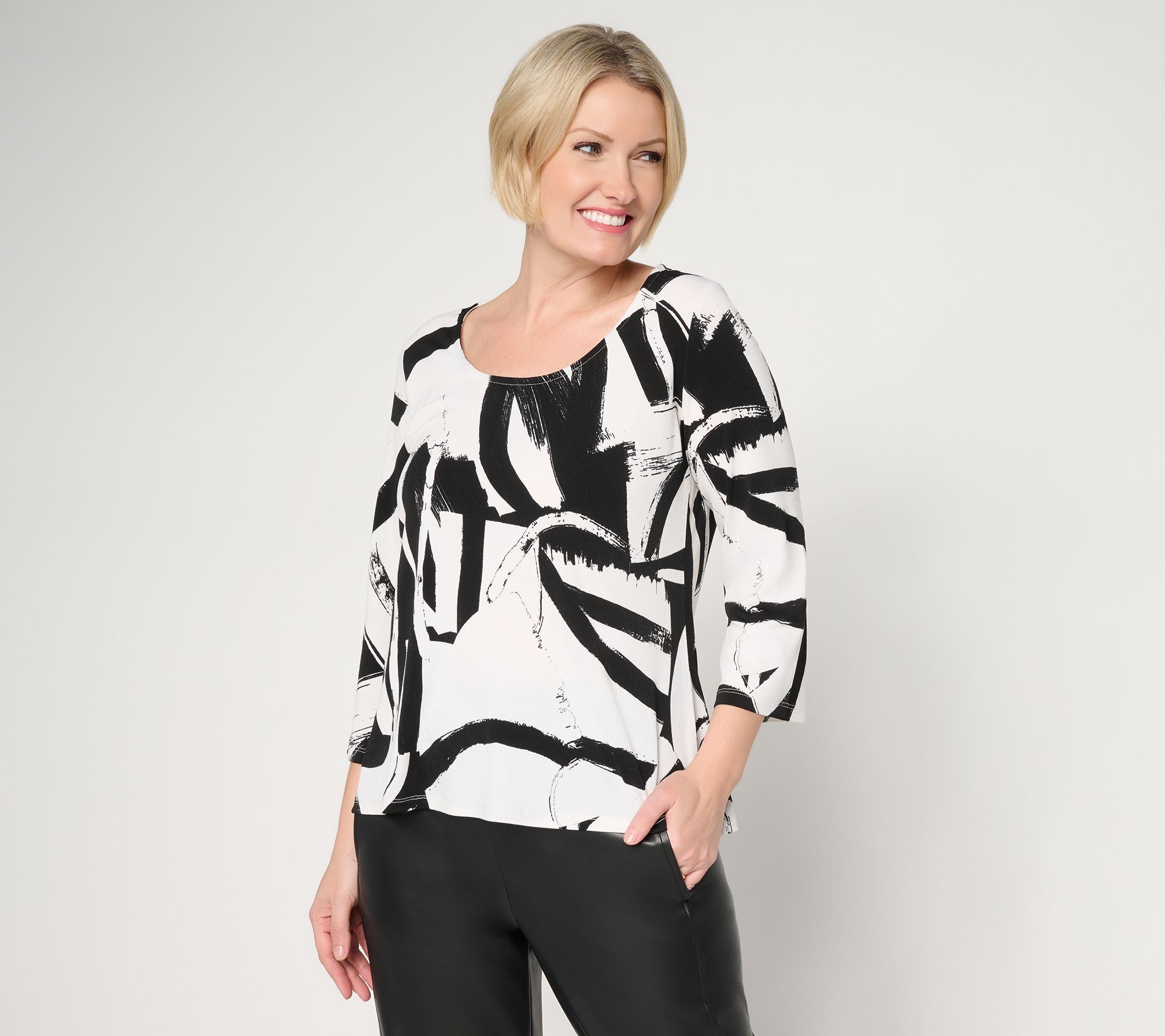 "As Is" Women wtih Control Printed Moss Crepe Top