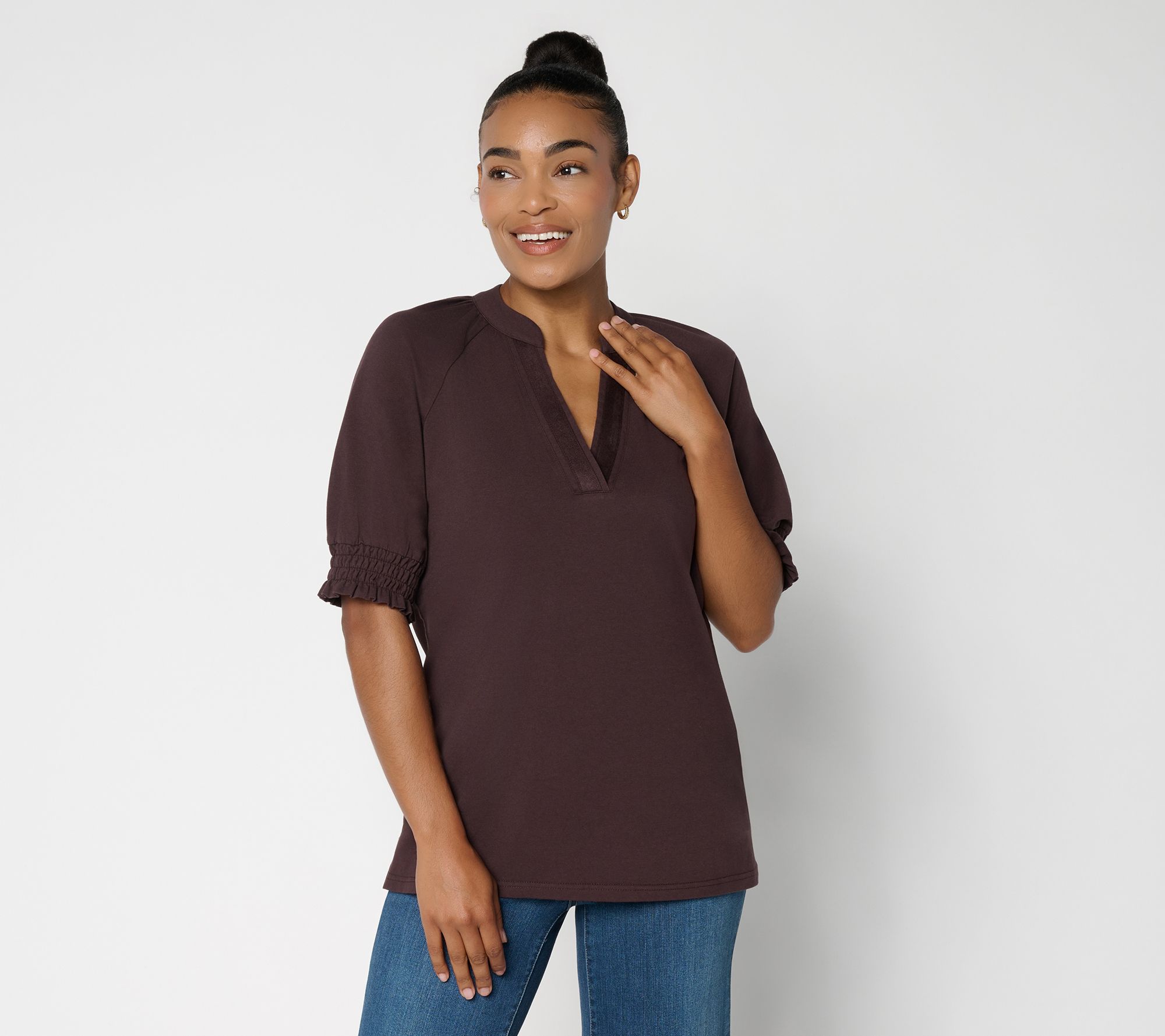  Belle Boho by Kim Gravel Freestyle Knit Denim Rustic Top - A734965