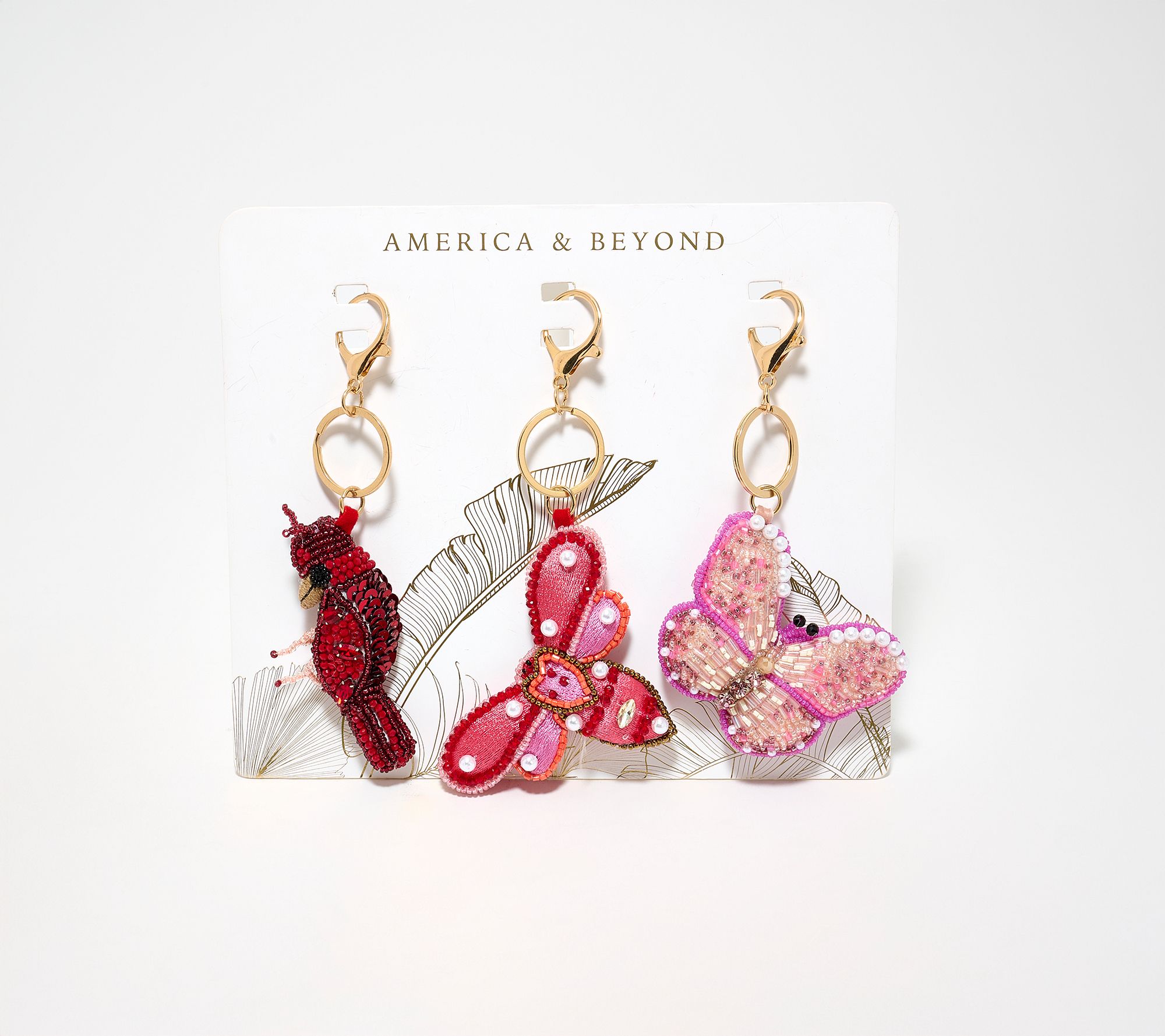 "As Is" America & Beyond Set of 3 Beaded Bag Charms