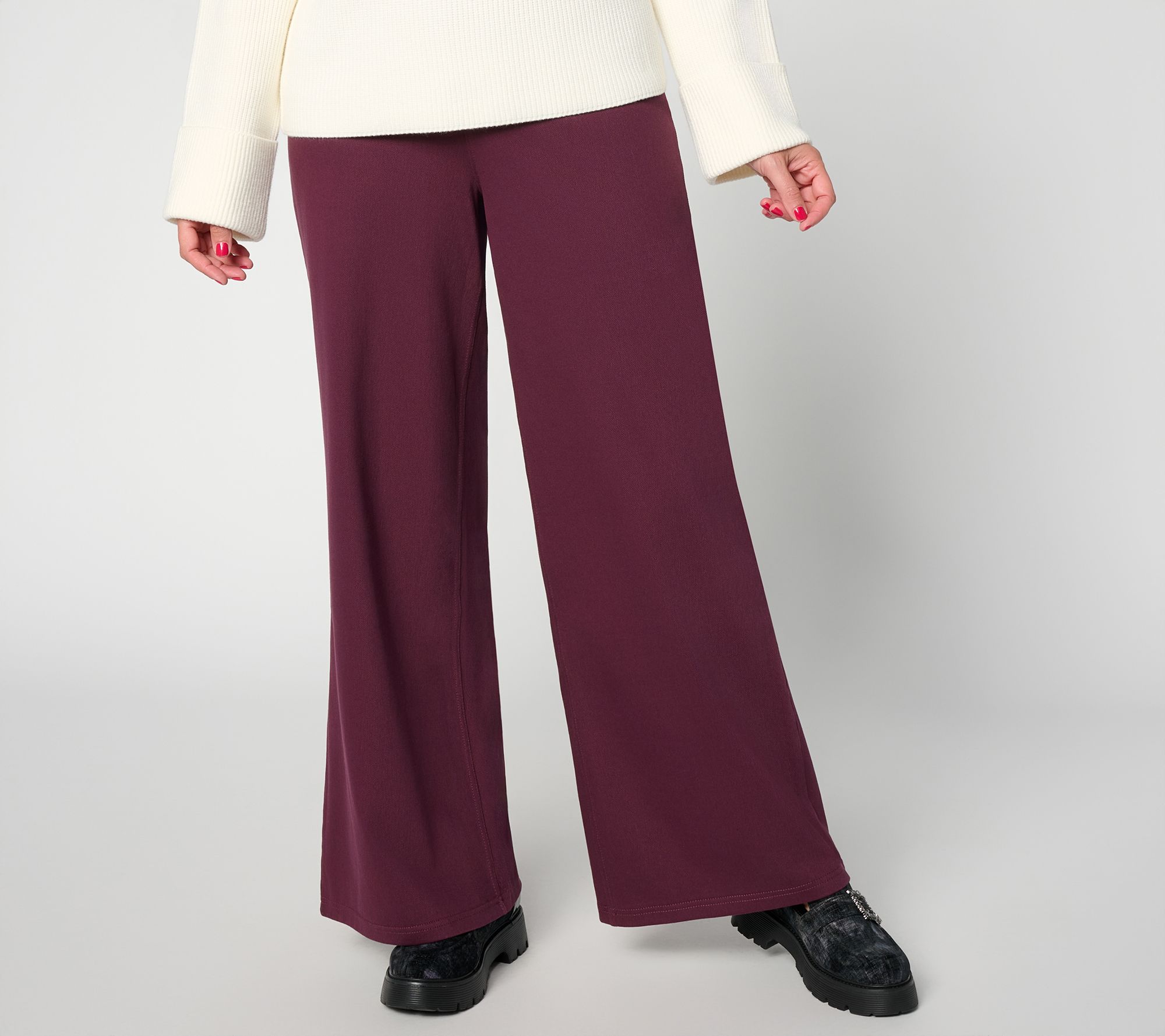 Carla Rockmore Collection Petite Color Knit Denim Wide Leg Pants